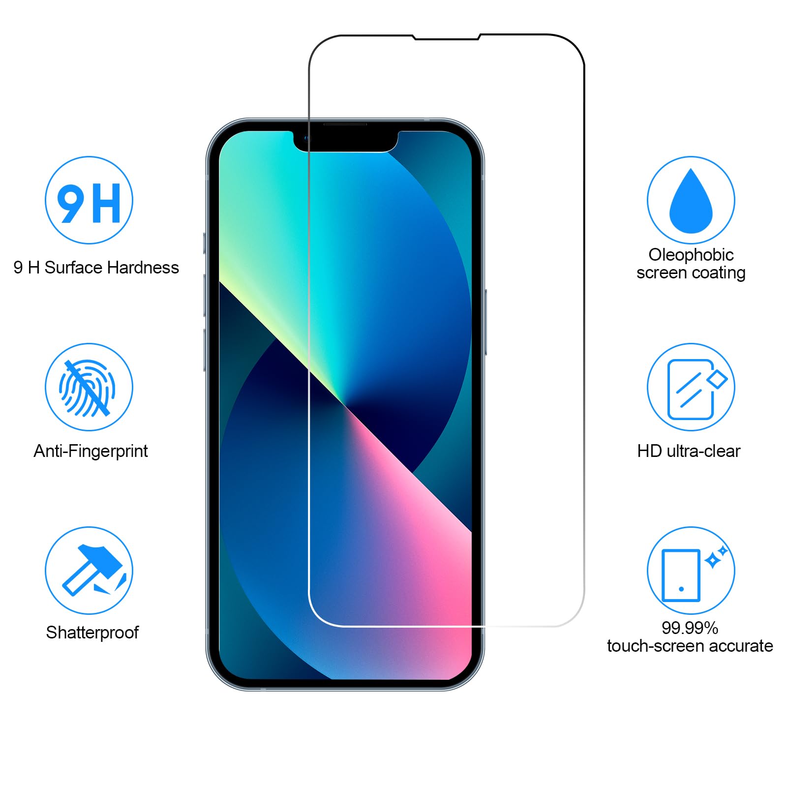 Sibeitu 3 Pack Screen Protector For Iphone 13 Pro With 3 Pack Camera Lens Tempered Glass Protector, 6.1 Inch Hd Clear Glass Film