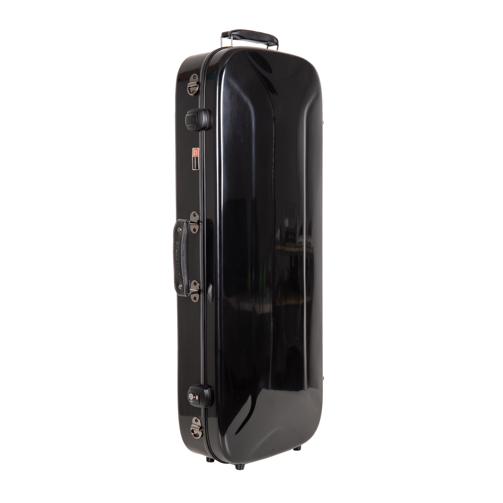 Crossrock Fiberglass Mandolin Case - Oblong For F-Style (Fits Gibson F5) | Black Gloss Finish, Forest Green Velvet, Tsa Lock, Hy