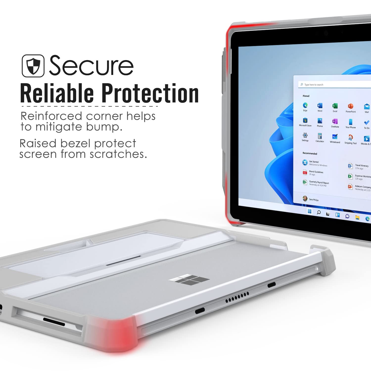 MoKo Case Fit Microsoft Surface Go 4 /Surface Go 3 / Surface Go 2 / Surface Go Case, All in One Protective Cover Case with Pen Holder Hand Strap, Compatible with Type Cover Keyboard, Sliver Gray