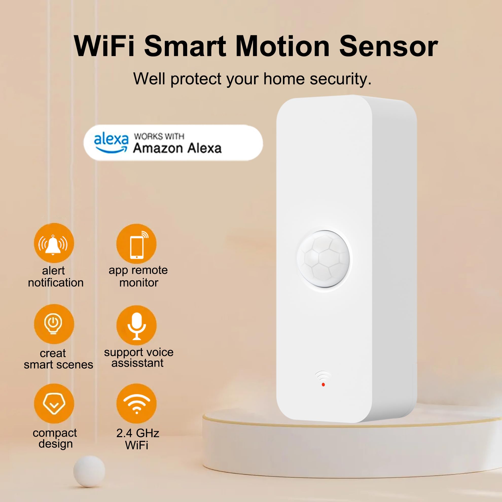 Phovolt Wifi Motion Sensor: Smart Motion Detector With App Alerts, Wireless Contact Sensor For Smart Home Automation, Compatible