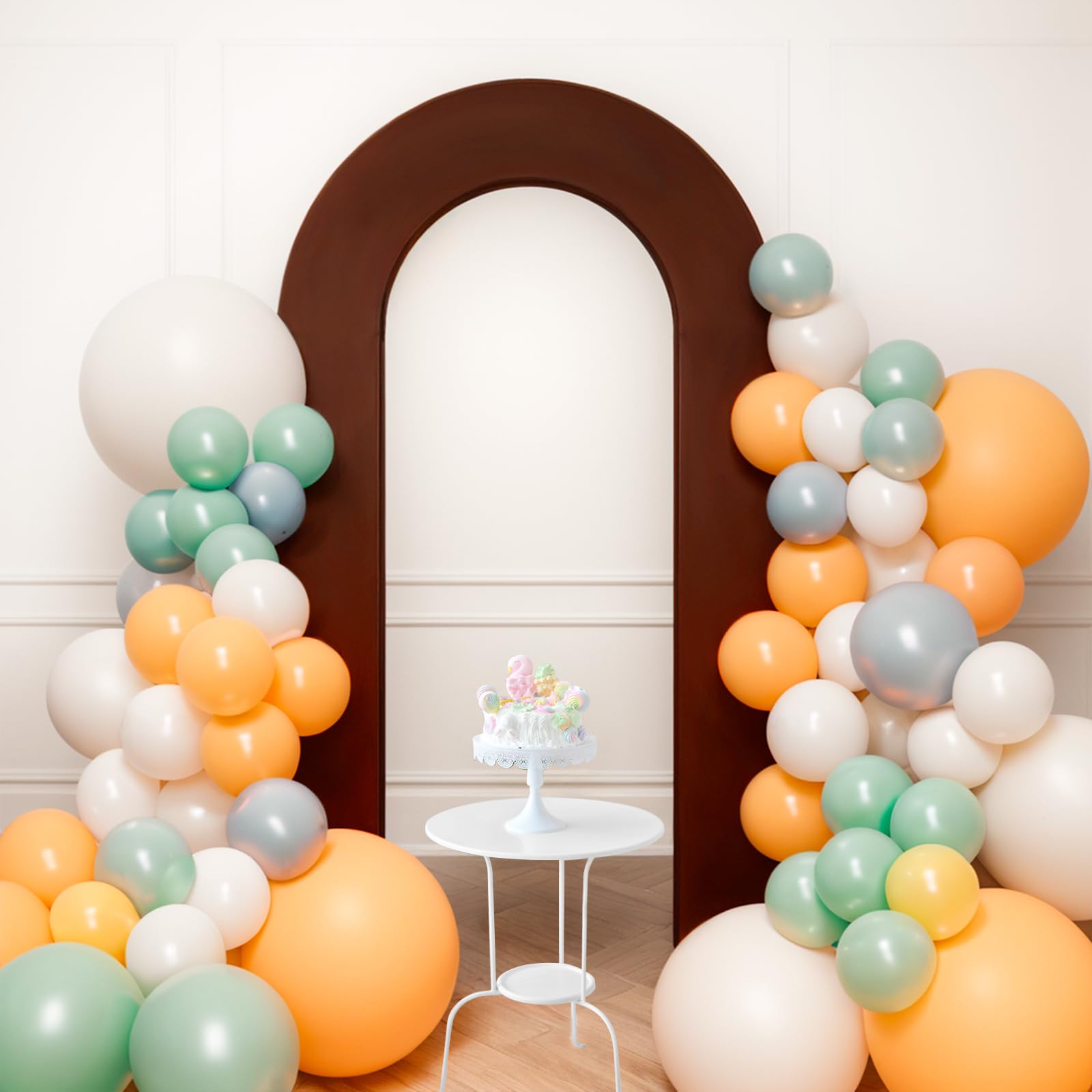 Babenest 7.2Ft Spandex Open Arch Backdrop Cover, Fitted Double Sided U Shaped Wedding Arch Cover, Round Top Chiara Stand Cover F