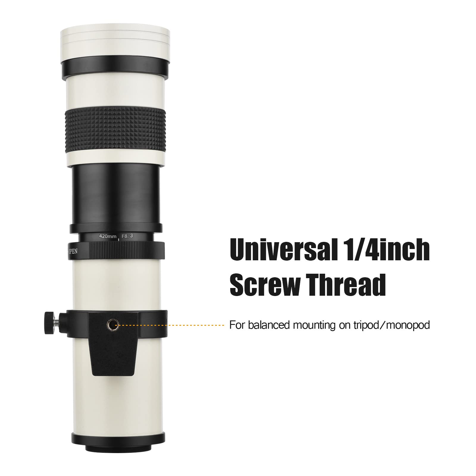 Andoer Camera Mf Super Telephoto Zoom Lens F/8.3 16 420 800Mm T2 Mount With Ai Mount Adapter Ring Universal 1/4 Thread Replaceme