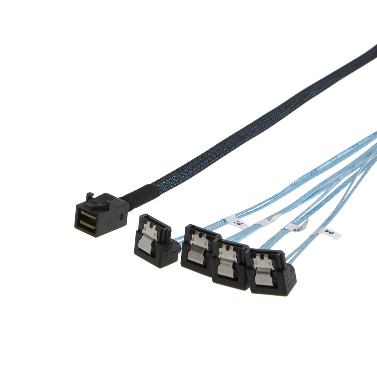 Cablecreation Internal Hd Mini Sas (Sff 8643 Host)   4X Sata (Target) Angle Cable, Sff 8643 For Controller, 4 Sata Connect To Ha
