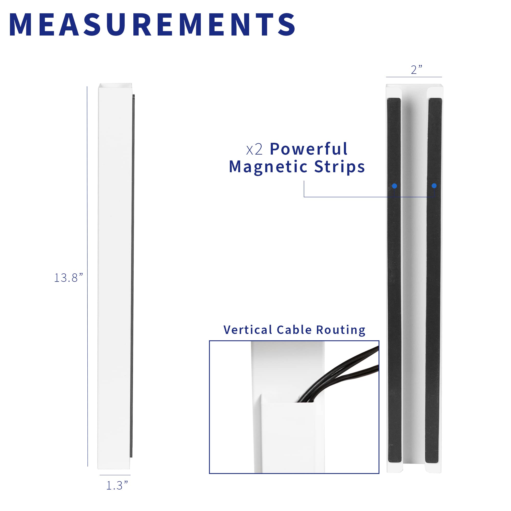 VIVO Steel Magnetic 14 inch Cable Management Channel for Under Desk Leg, No Drill Cord Organizer for Home Office, White, DESK AC01 1MW