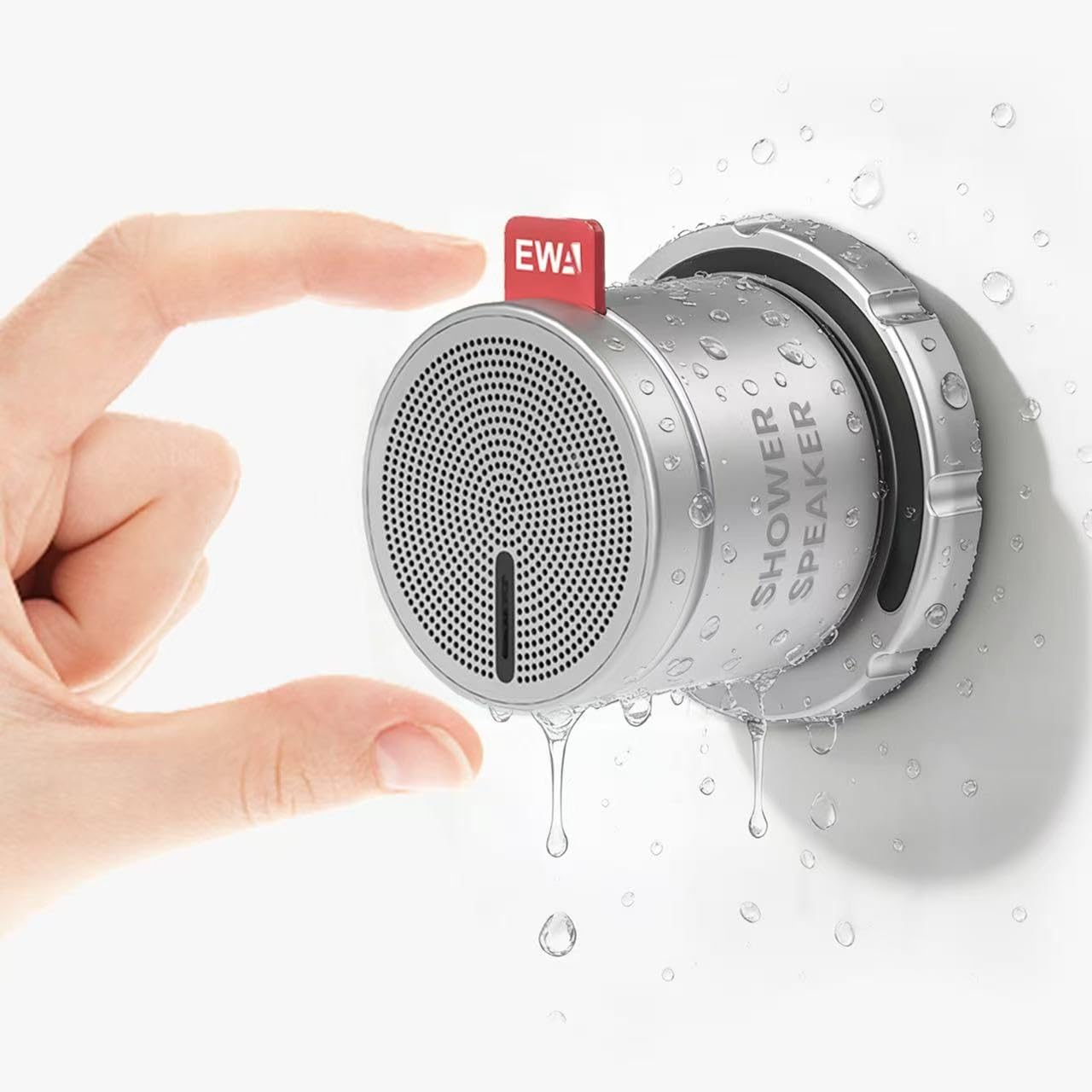 Shower Speaker, Metal Magnetic Mini Waterproof Bluetooth Speaker  Silver
