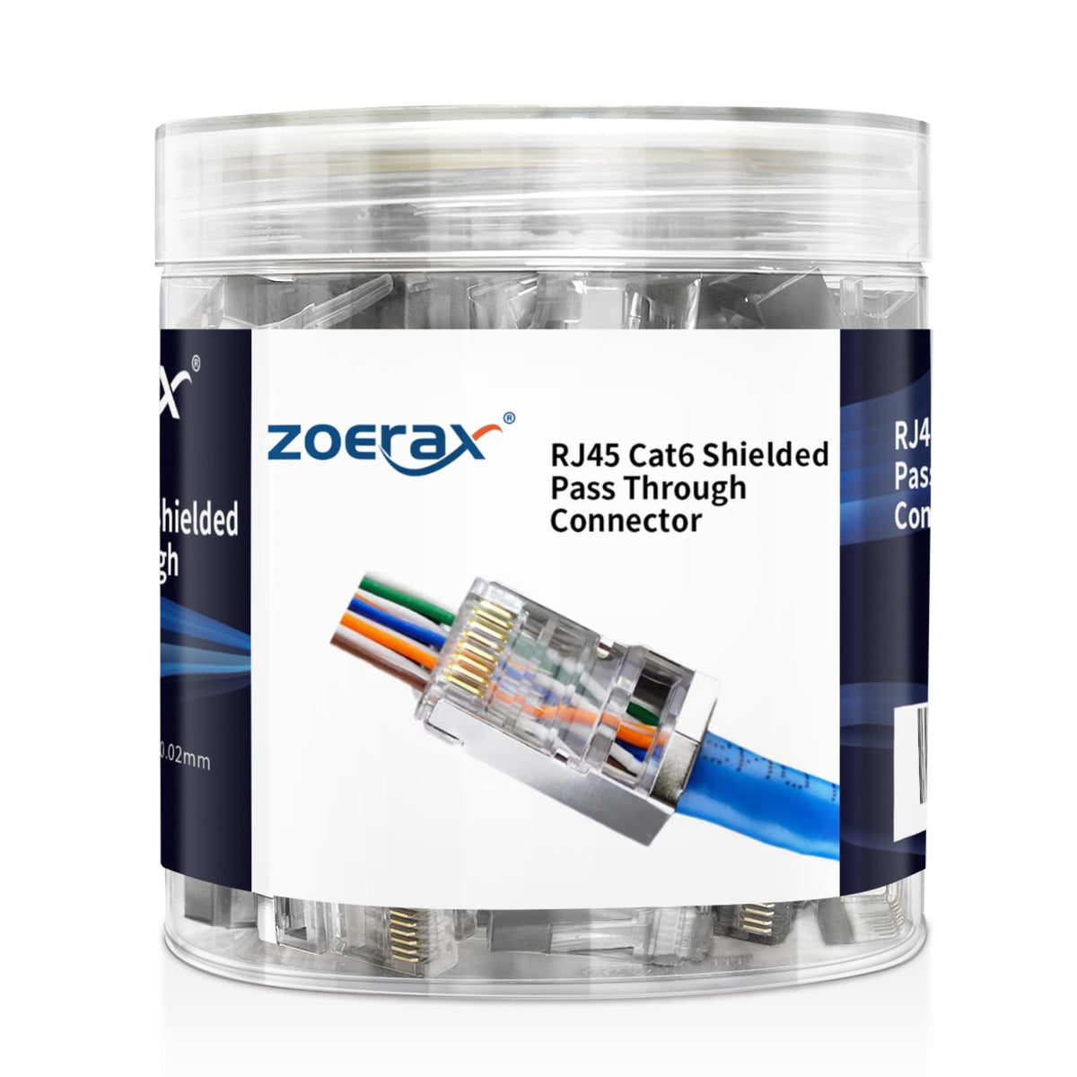 Zoerax 100 Pack Rj45 Cat6 Pass Through Connector Shielded Rj45 Modular Plugs For Solid Or Stranded Ftp/Stp Ethernet Cable