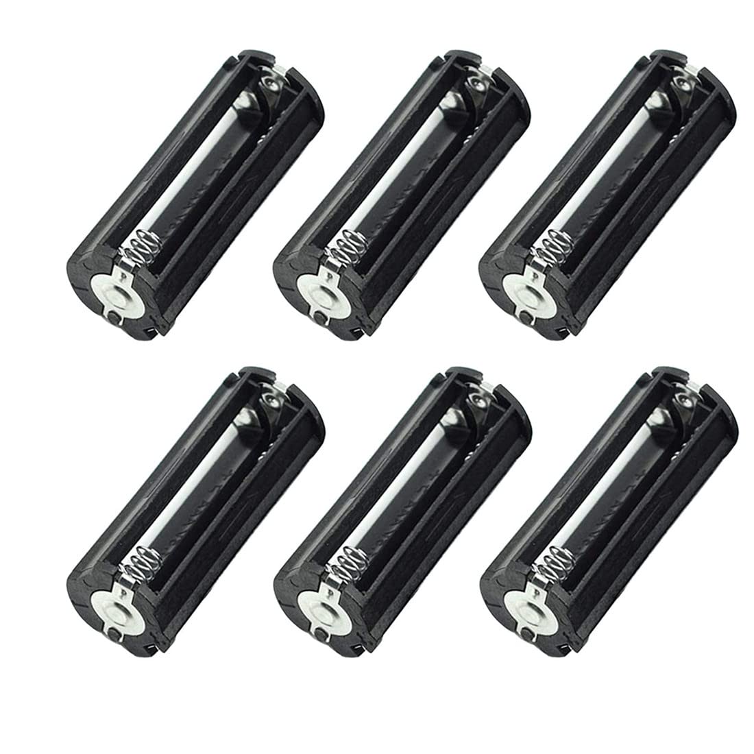 Bnafes 3 X 1.5V Aaa Series Connection Plastic Black Cylinder Battery Storage Holder Case Adapter Black   (6 Pcs)
