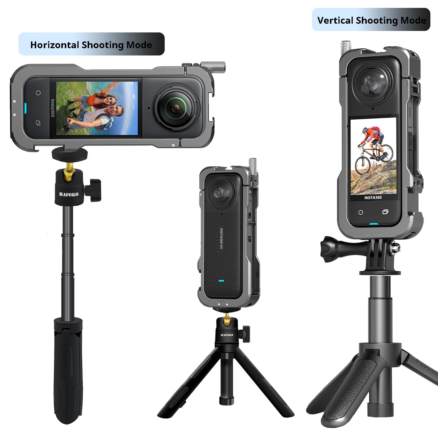 Hafoko Aluminum Alloy Frame Cage For Insta 360 X4 Metal Protective Cage Housing Expansion Case With Cold Shoe For Insta 360 X4 Accessories With Lens Cap+Screen Protector