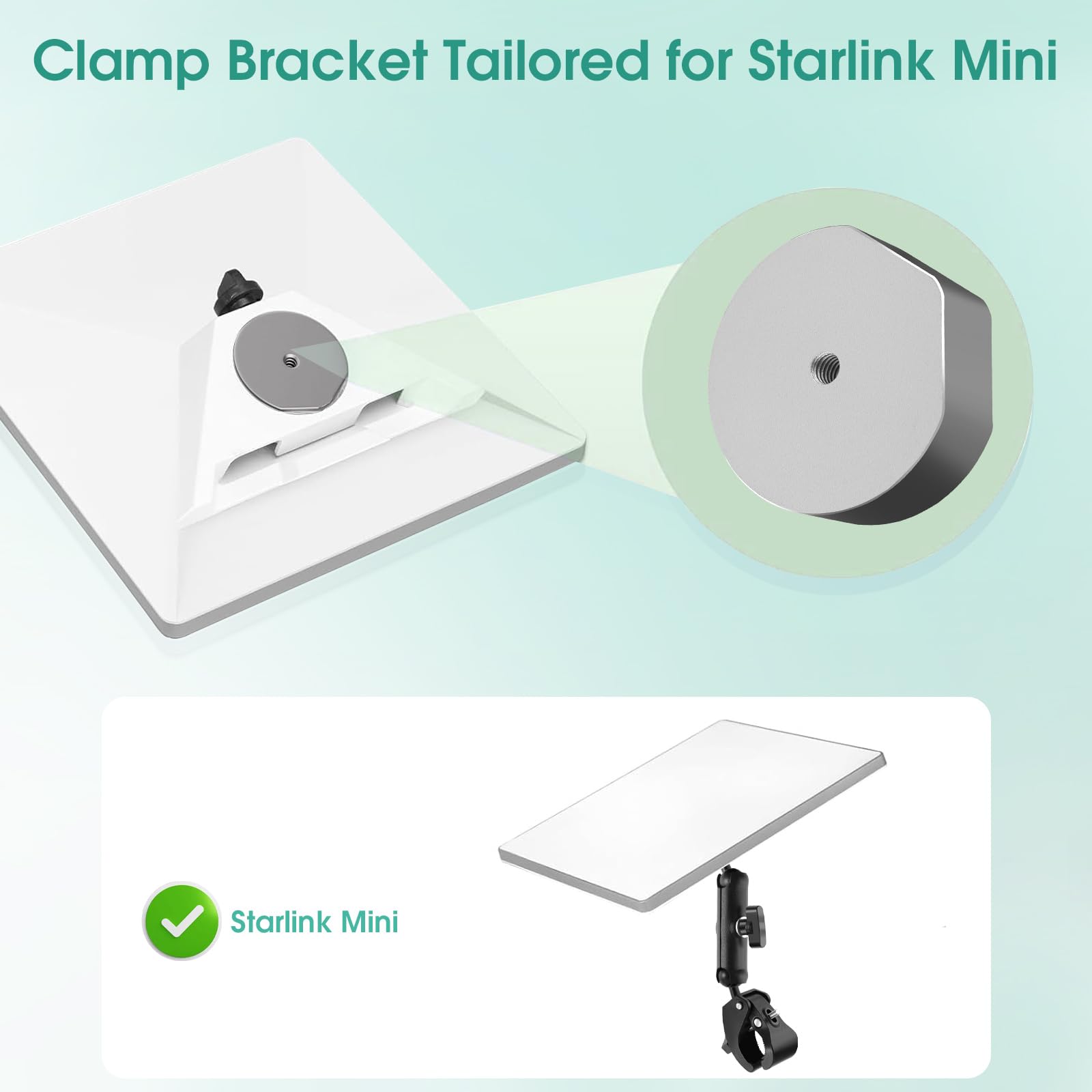 Starlink Mini Bracket, Multi-Function Rv Pole Clamp Bracket, Compatible With Original Tube Adapter Adjustable Clamp For Rv/Pole/