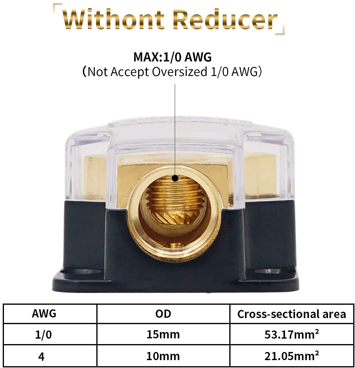 Leigesaudio 2Pack 0/2/4 Gauge In 4/8 Gauge Out 2 Way Amp Copper Power Distribution Block For Car Audio Splitter