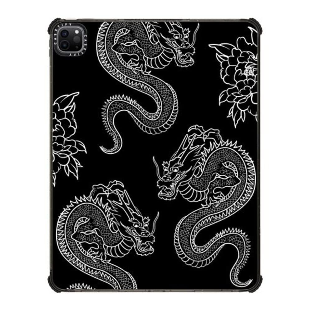 Casetify Impact Case For Ipad Pro 12.9'' (3Rd/4Th/5Th/6Th Gen)   Dragons   Clear Black