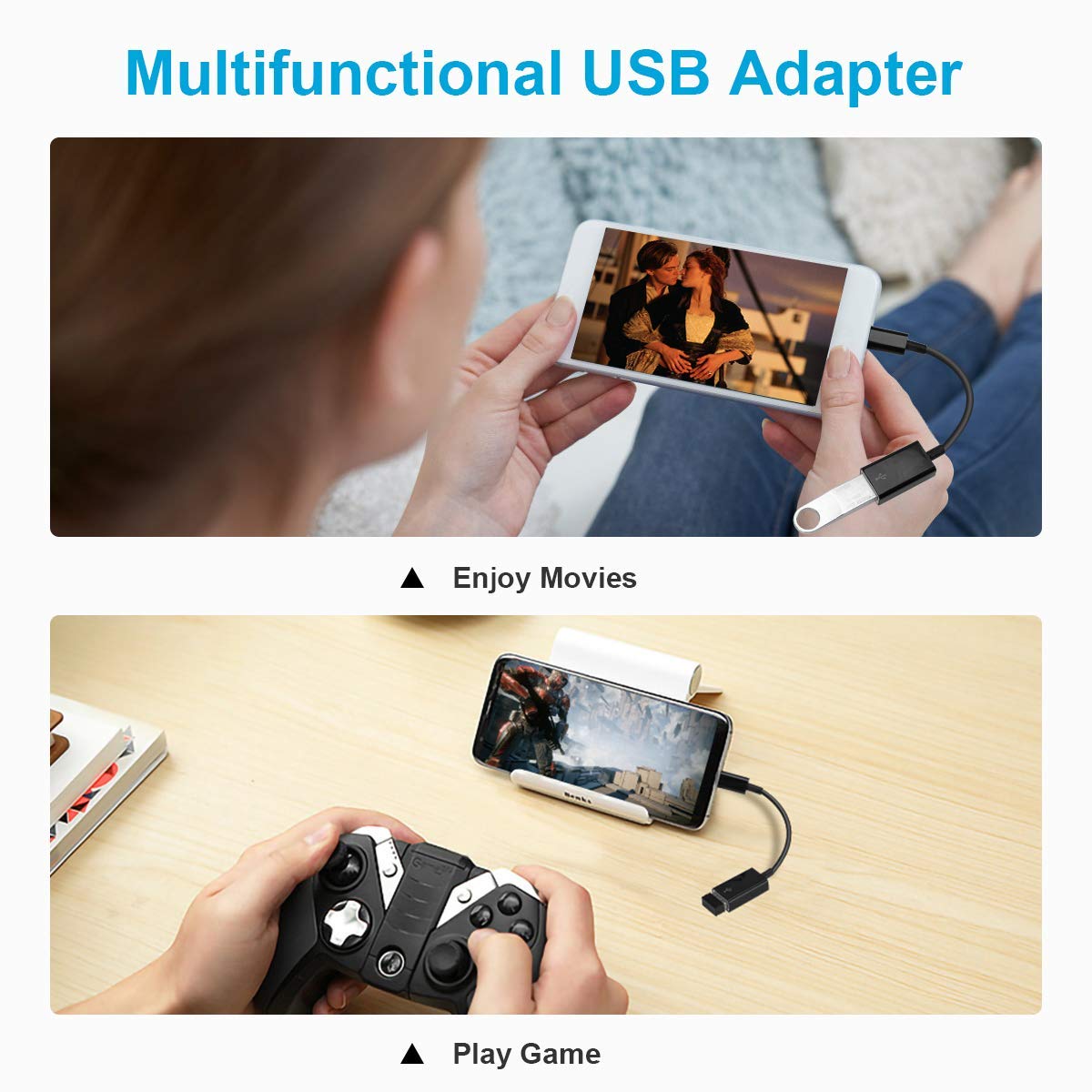 Fleaver Usb C To Usb Adapter [2 Pack], Usb Type C Male To Usb A Female Otg Cable Usb To Usbc C Adapter For Iphone 15 Pro Max Ipa
