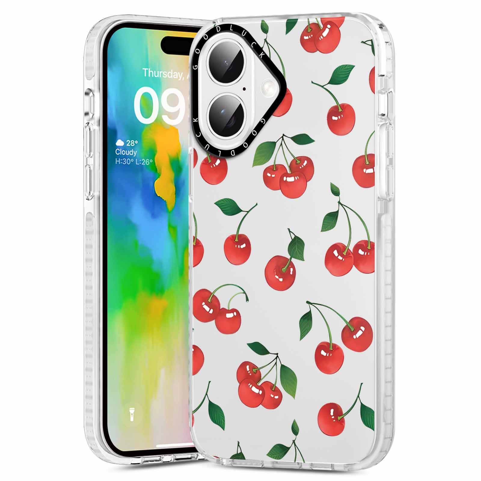 Rumdey 2 Pack Cute Clear Cherry Phone Case For Iphone 16 Plus 6.7 Inch, Aesthetic Trendy Soft Slim Fashion Protective Shockproof