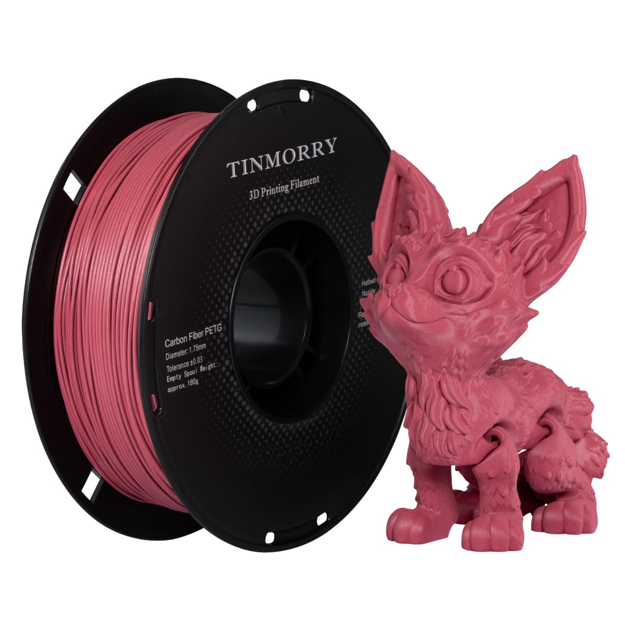 Carbon Fiber PETG Filament 1.75 mm, TINMORRY PETG CF 3D Printer Filament, Compatible with Bambu LAB, Creality K1C, QIDI MAX3, FL