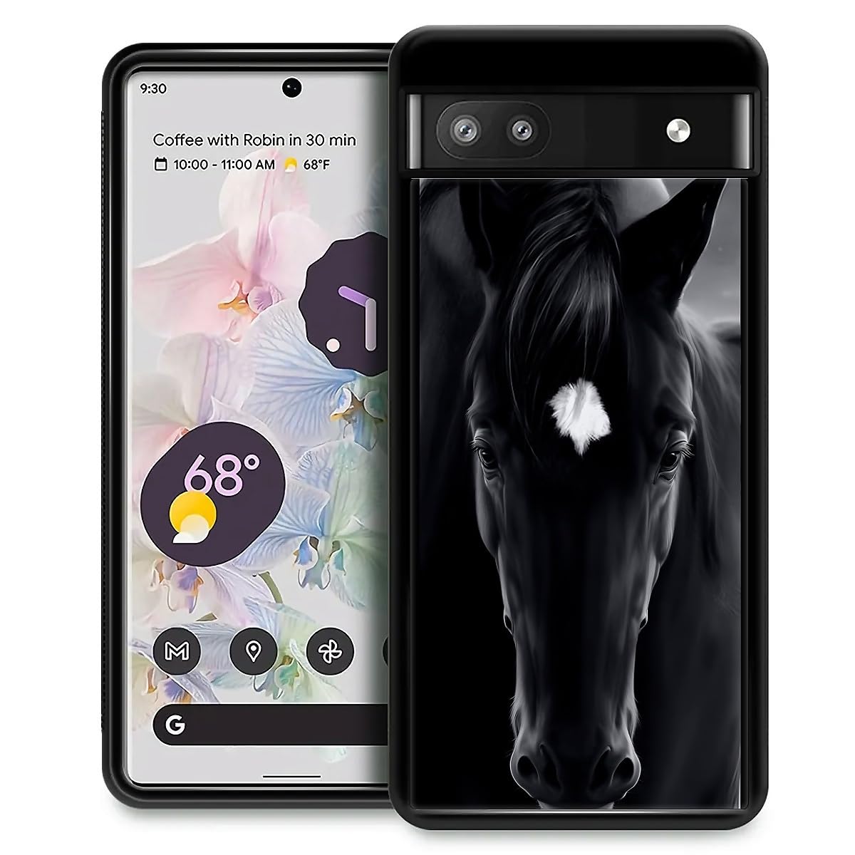 Fkbrcl4U For Google Pixel 6A Case, Cool Black Horse Face Pattern Graphic Design Girl Boy Soft Silicone Hard Acrylic Shock Protec