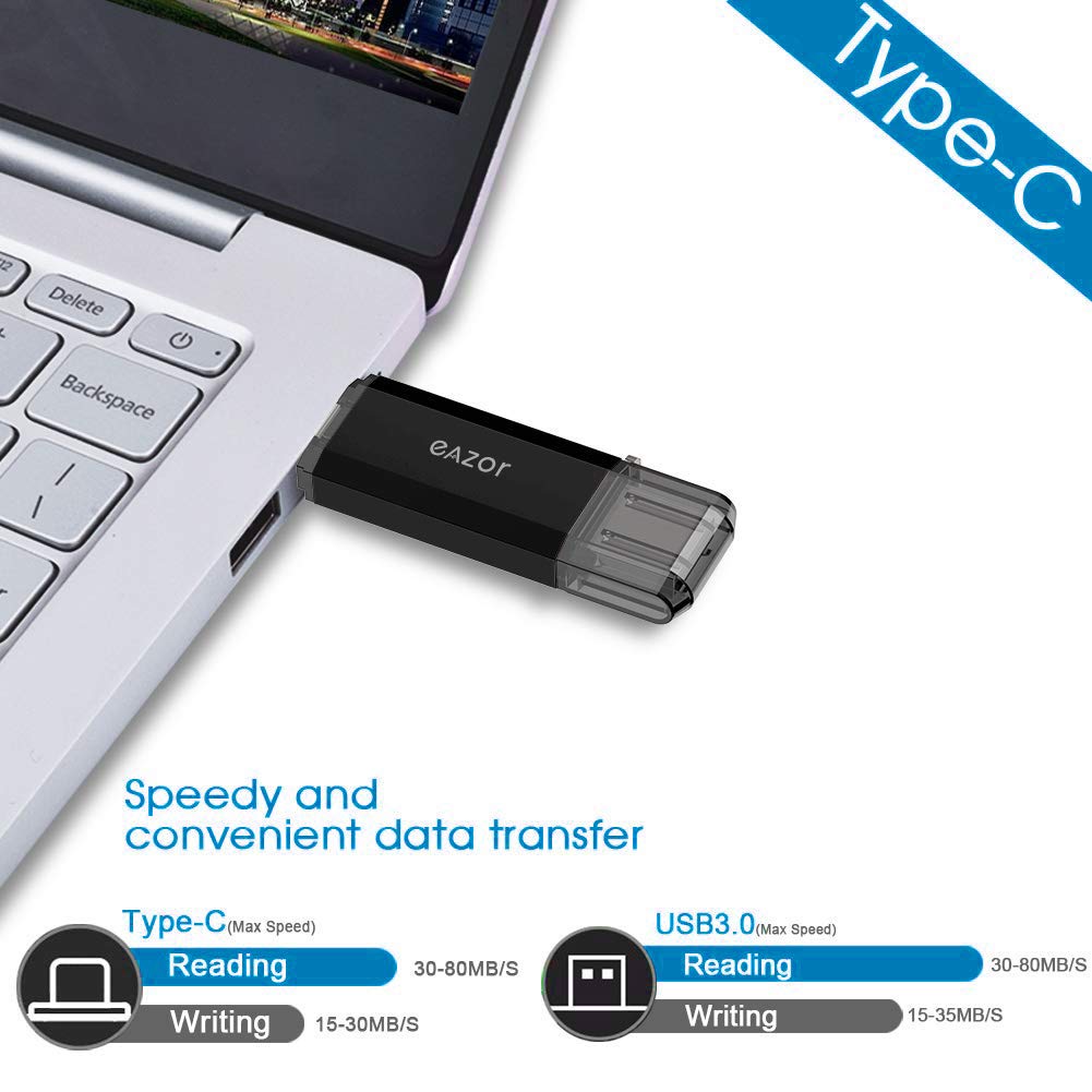 Type C Flash Drive, 2 In 1 Otg Usb C+ Usb 3.0 Dual Drive Waterproof Memory Stick With Keychain Metal For Computer, Macbook,Googl