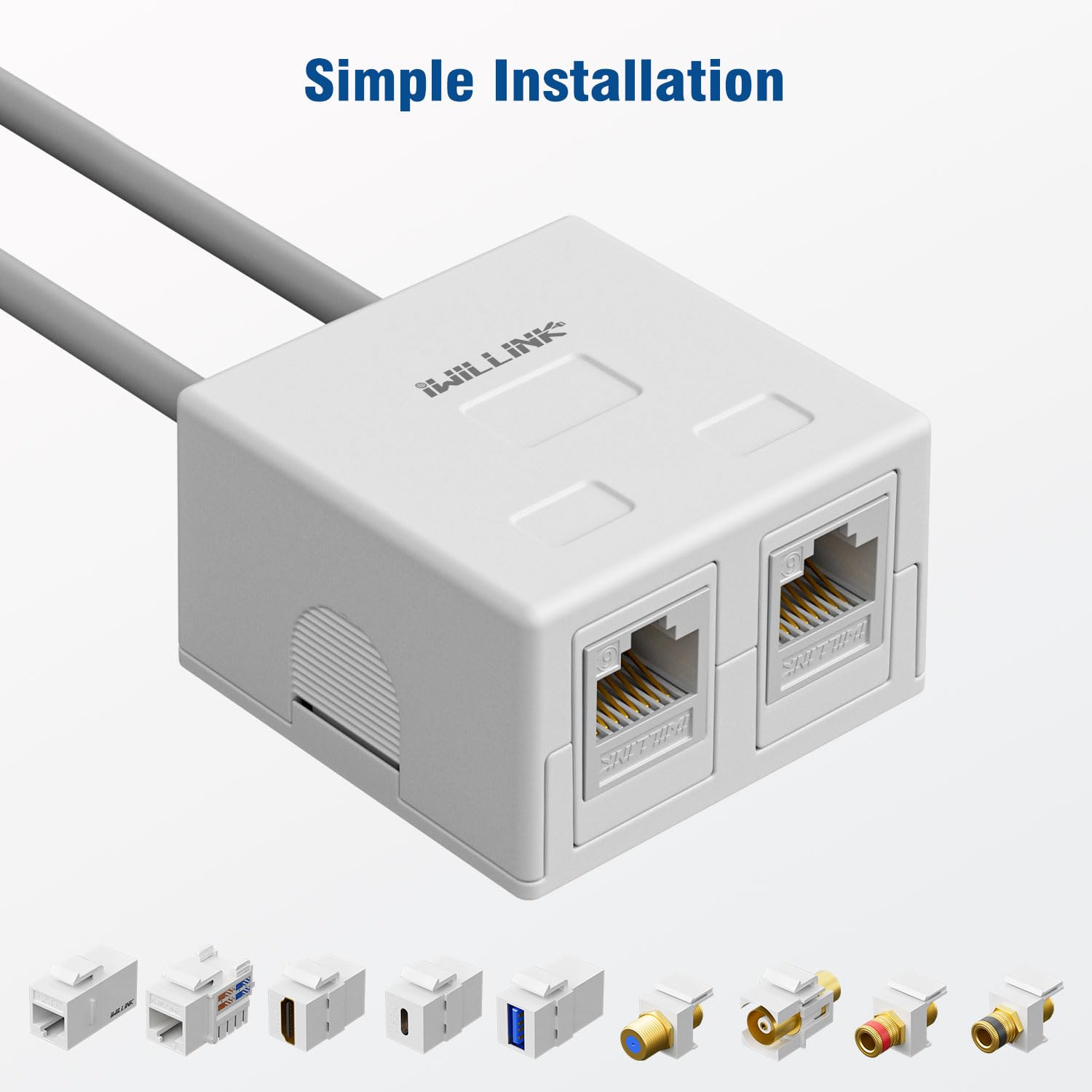 Iwillink 2 Port Keystone Jack Surface Mount Box, White 5 Pack