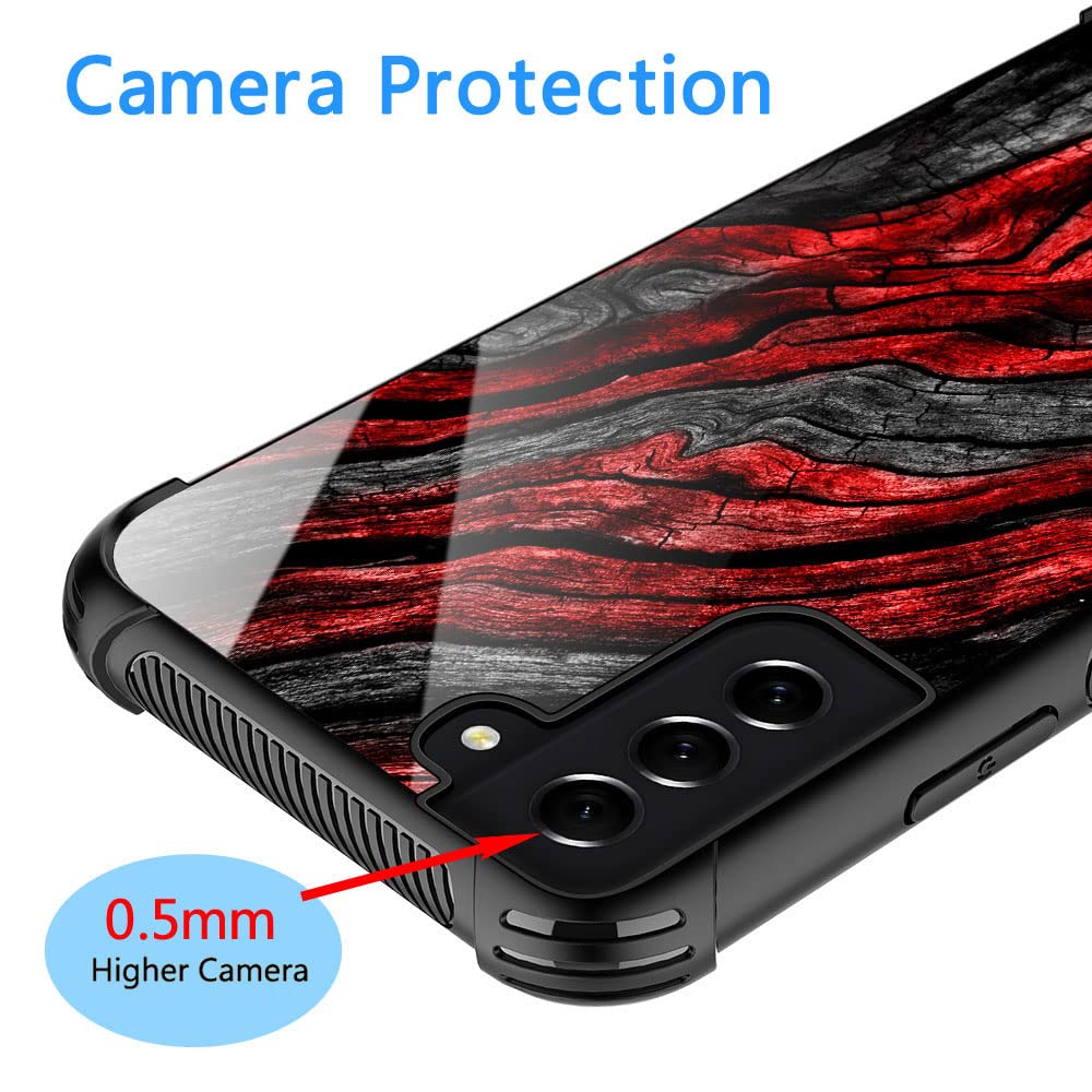ZHEGAILIAN Samsung Galaxy S21 Ultra Red Wood Grain Phone Case TPU Organic Glass
