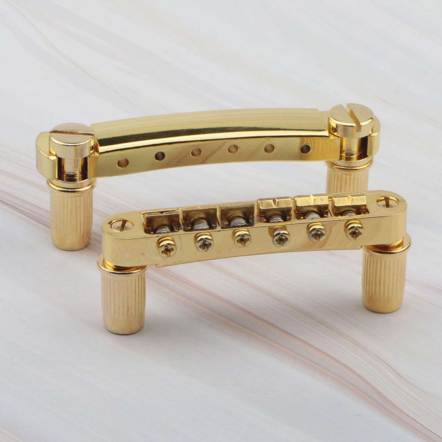 Swhmc Gold Electric Guitar Tune O Matic Roller Saddle Bridge & Tailpiece With Studs Set For Les Paul Lp Sg Style Electric Guitar