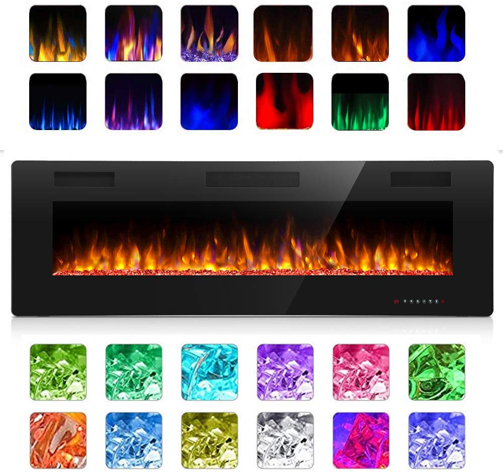 Antarctic Star 60 Inch Electric Fireplace In Wall Recessed And Wall Mounted, Fireplace Heater And Linear Fireplace With Multicol