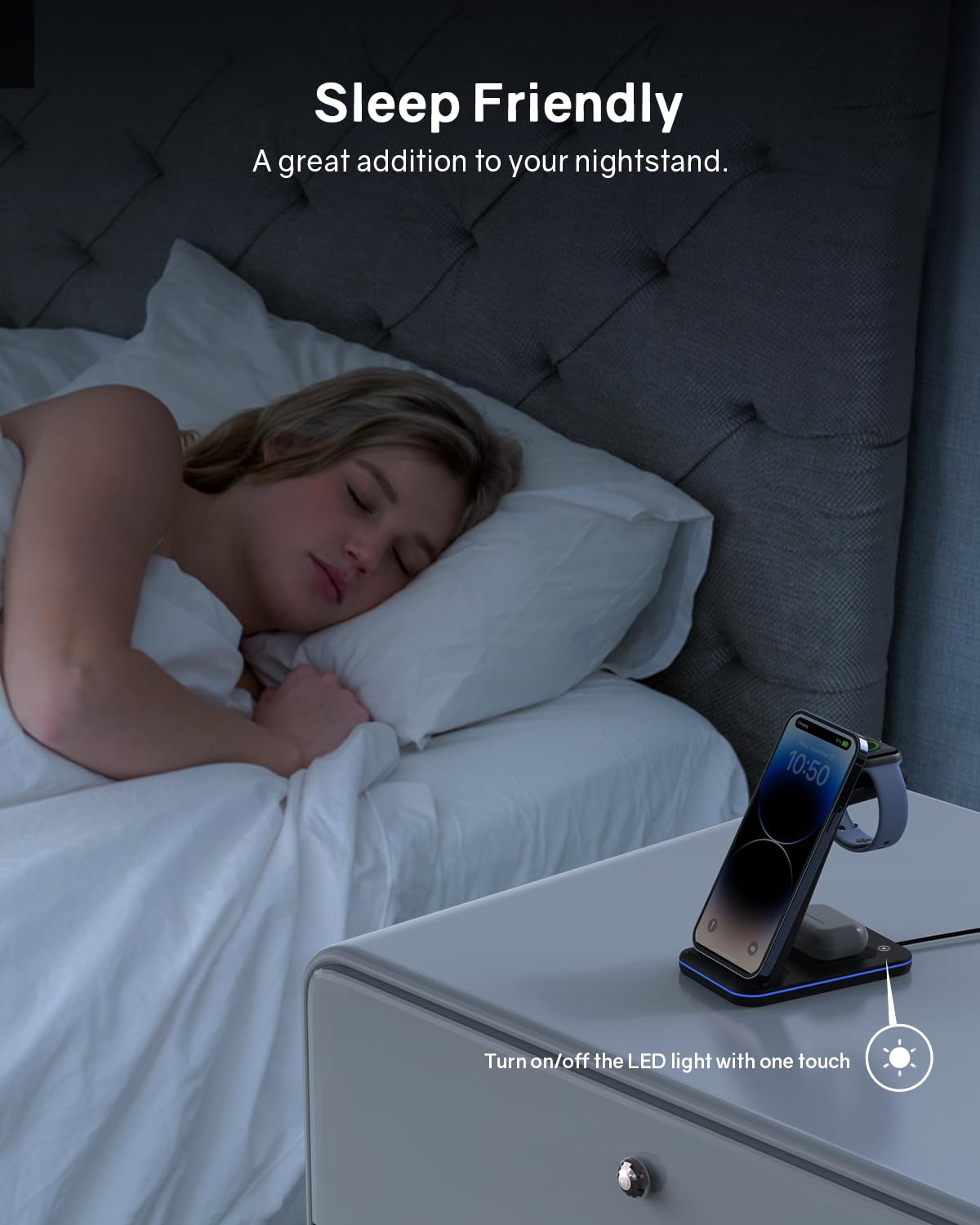 Wireless Charger Stand, Ciyoyo 3 In 1 Fast Wireless Charging Station Dock For Apple Watch 9/8/7/6/Se/5/4/3/2, Airpods 3/2/Pro, I