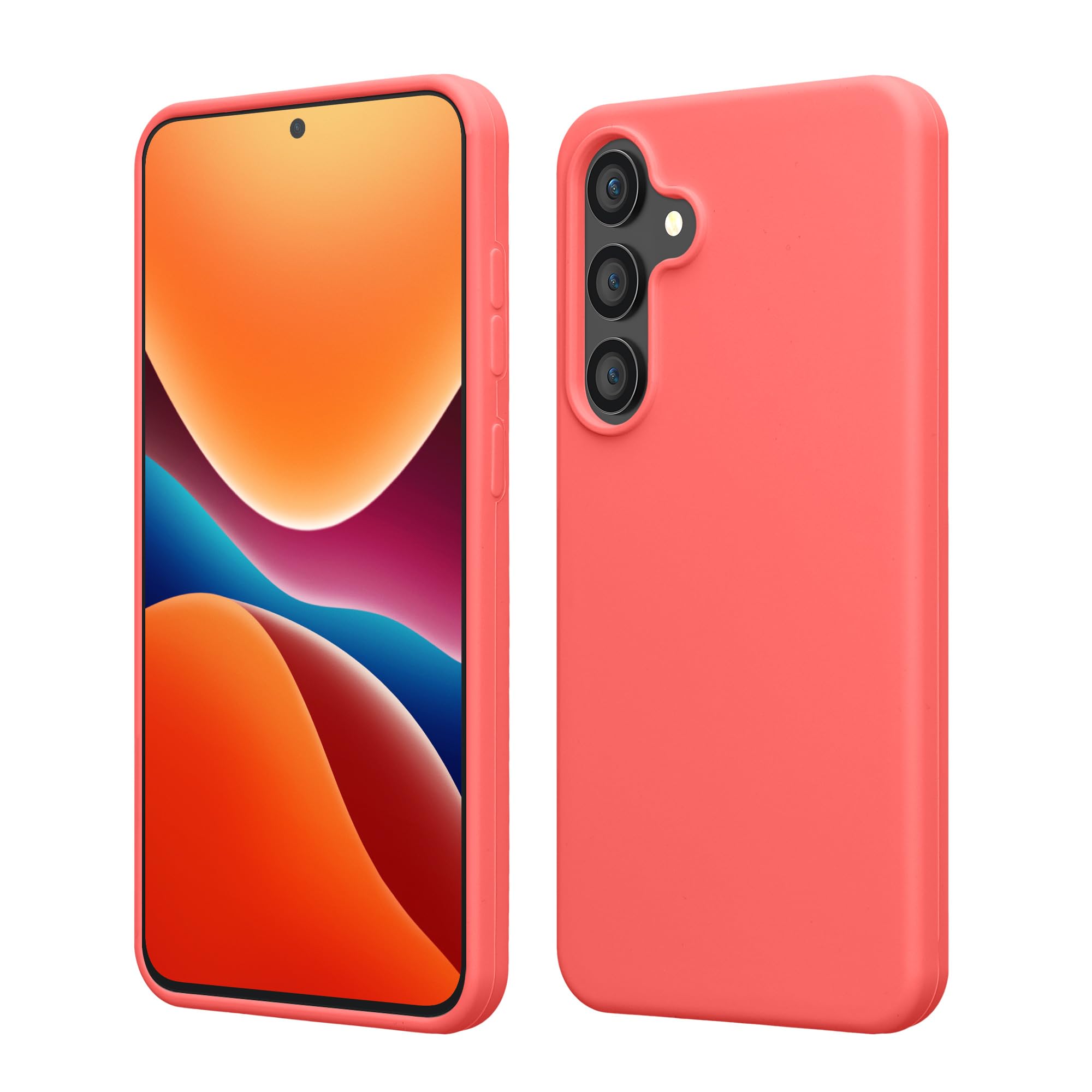 kwmobile Case Compatible with Samsung Galaxy S24 FE Case - TPU Silicone Phone Cover with Soft Finish - Neon Coral