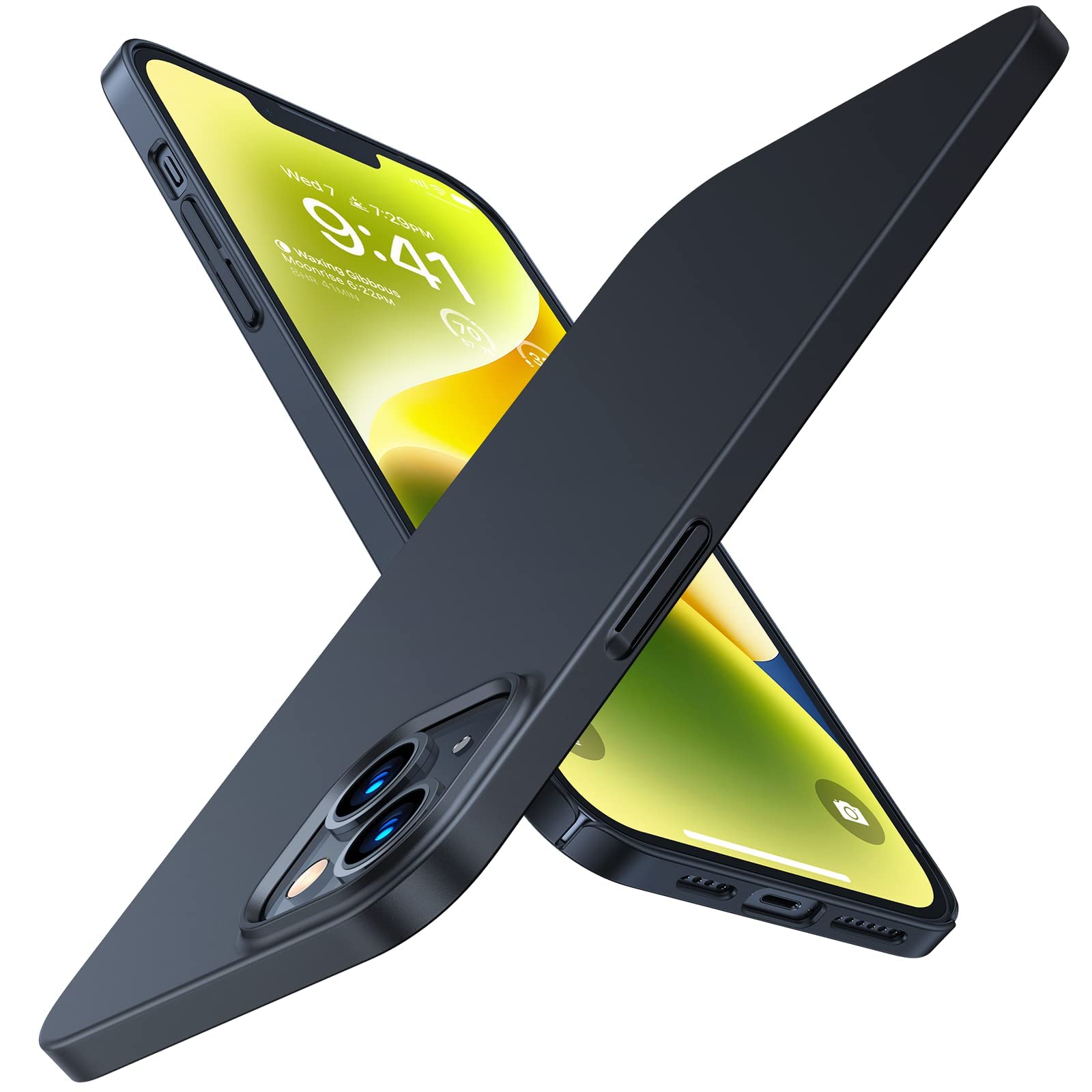 Torras Slim Fit For Iphone 14 Plus Case, [Ultra Thin As No Case] [Velvety Touch] Iphone 14 Plus Black Case With Anti Scratch Pro