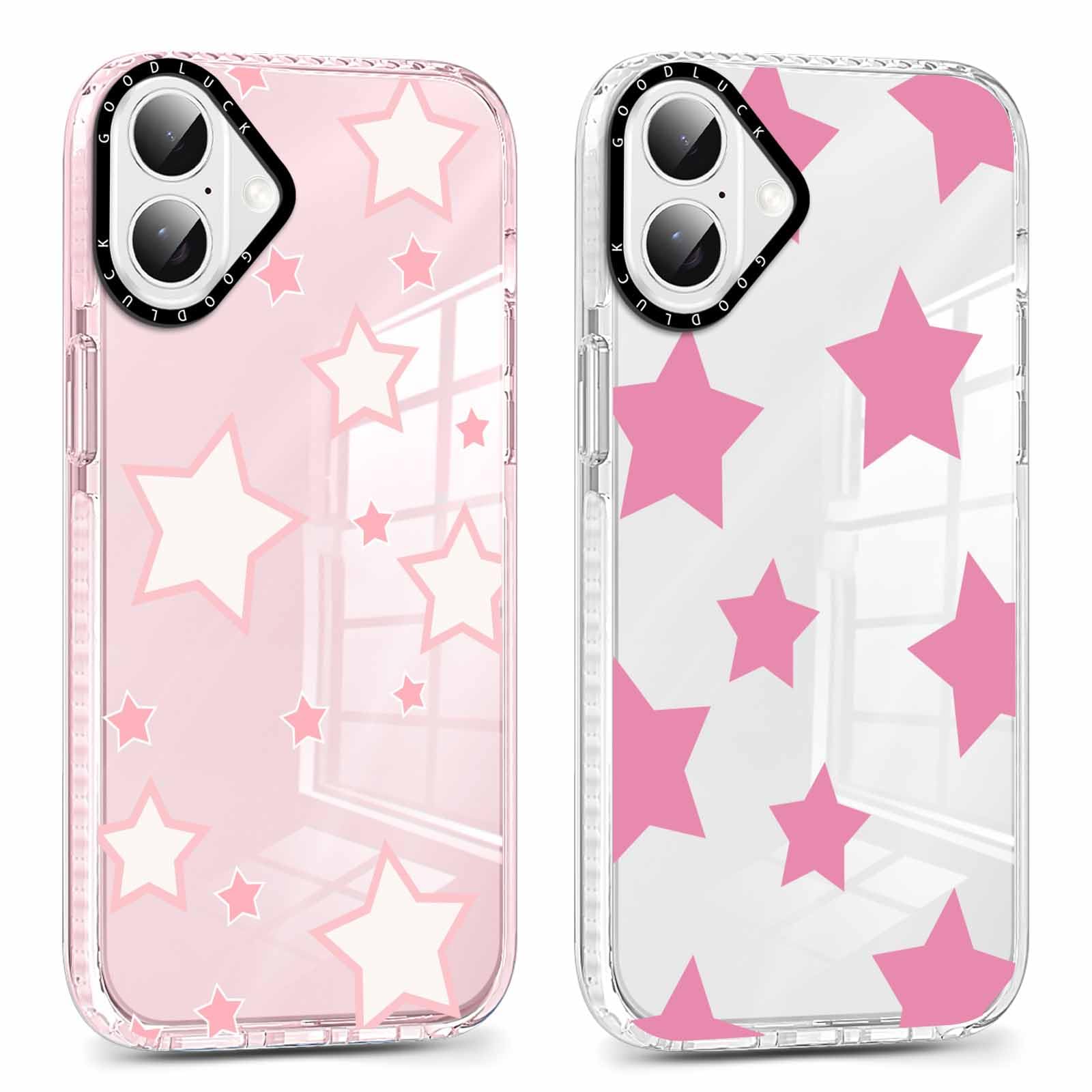 Rumdey 2 Pack Cute Star Girls Woman Phone Case Aesthetic For Iphone 16 Plus 6.7 Inches, Silicone Soft Shockproof Tpu 2 Pcs Bumpe