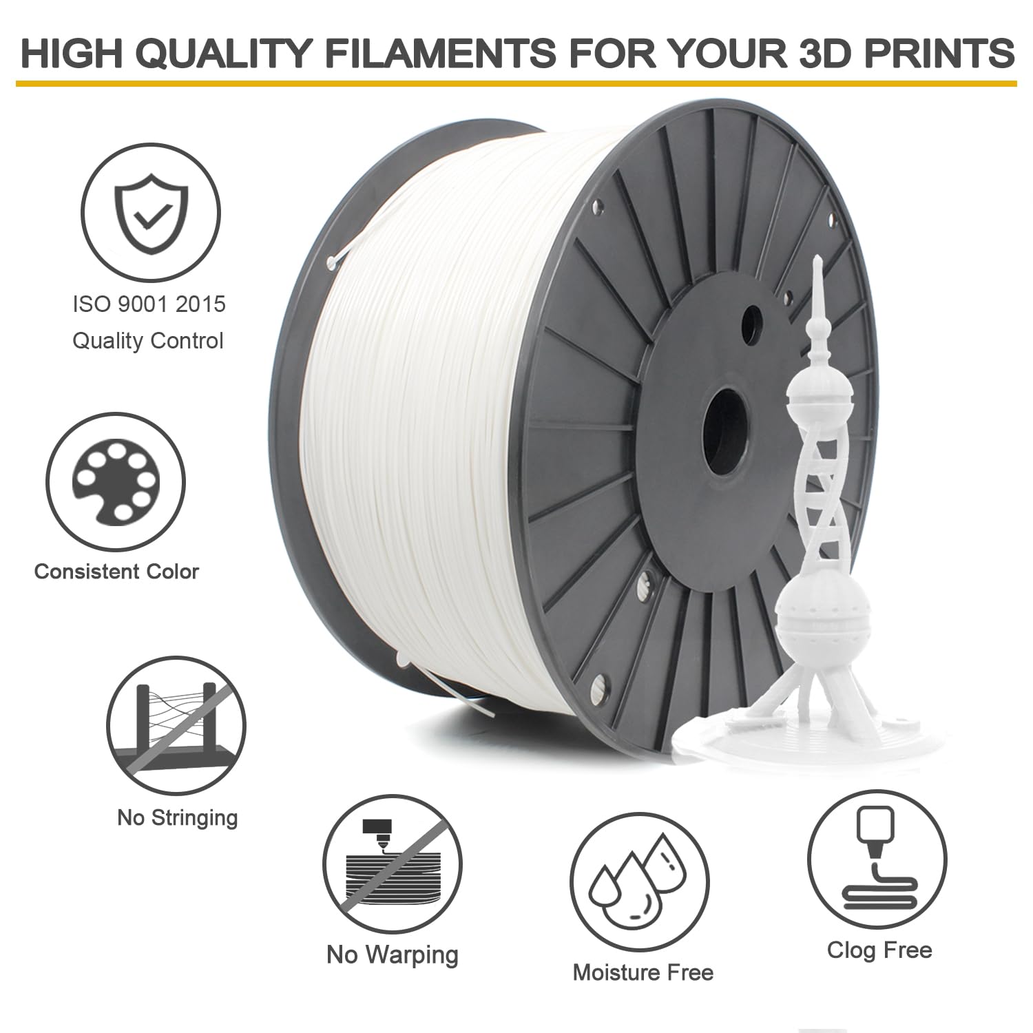 Reprapper White Pla Filament For 3D Printer & 3D Pen 1.75Mm (