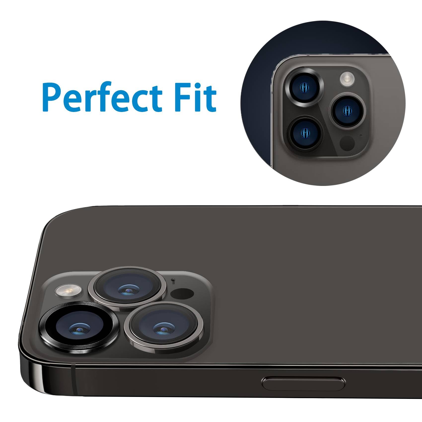 Hsefo Compatible With Iphone 13 Pro For 13 Pro Max Camera Lens Protector, Anti Scratch Lens Cover 9H Tempered Glass Metal Camera