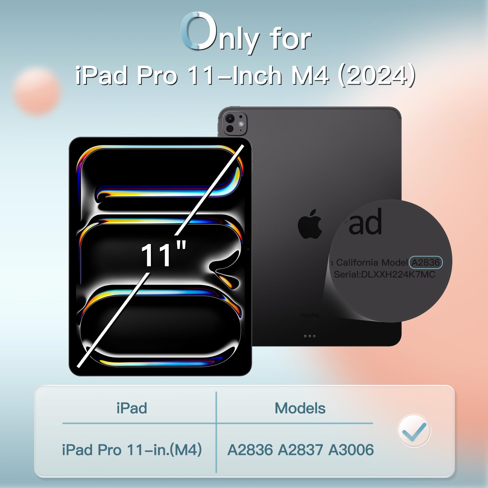 Jetech Case For Ipad Pro 11-Inch M4 (2024), Slim Stand Hard Back Shell Smart Cover With Auto Wake/Sleep (Black)