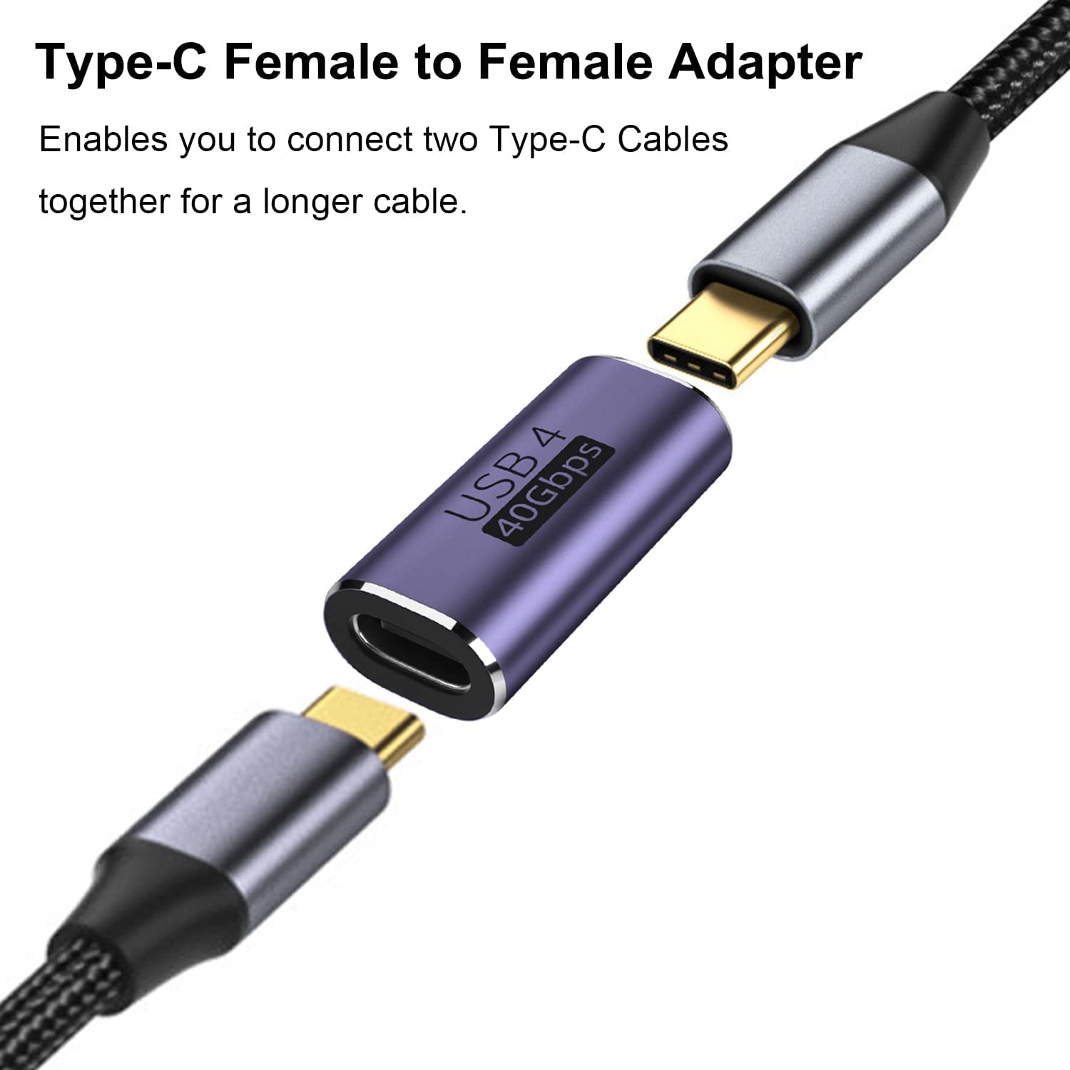 Godspin Usb C Coupler Adapter 40Gbps [2 Pack] Usb C Type C Angled Usb C Female To Female Adapter, 8K At 60Hz Usb Extension For Laptop, Tablet, Vr, Camera, Smartphone (Coupler)