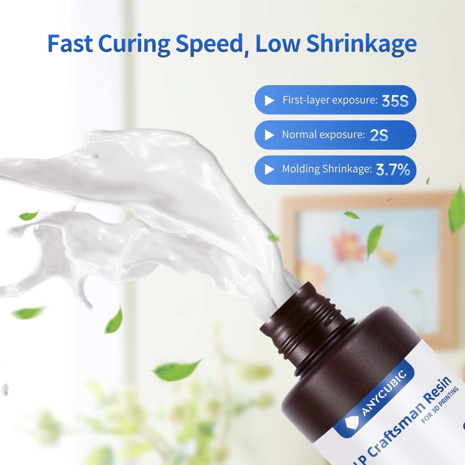 Anycubic 3D Printer Resin, 365 405Nm Dlp Uv Curing Resin For Photon Ultra/Photon D2, High Precision And Fast Curing Craftsman Re