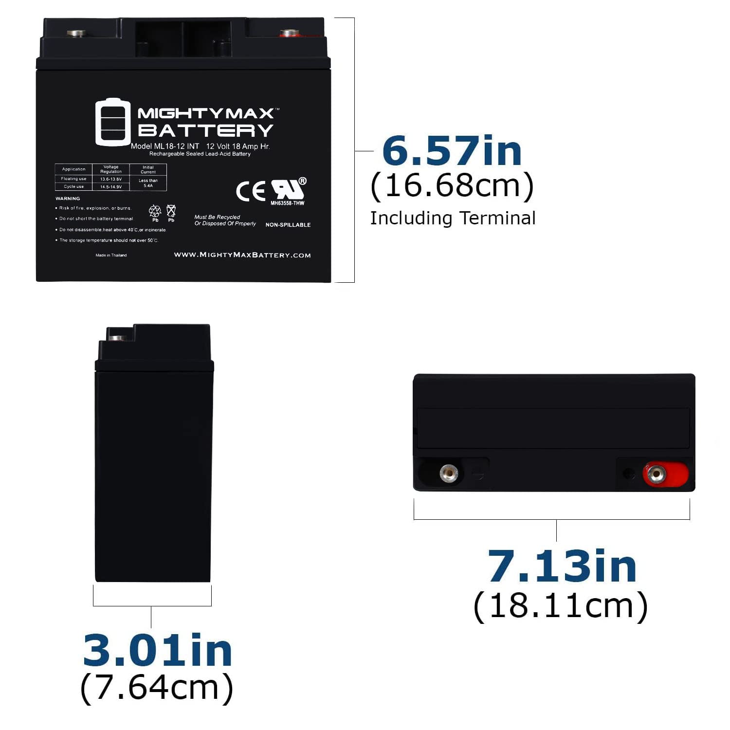 Mighty Max Battery 12V 18Ah Int Replacement Battery Compatible With Interstate Dcm0018