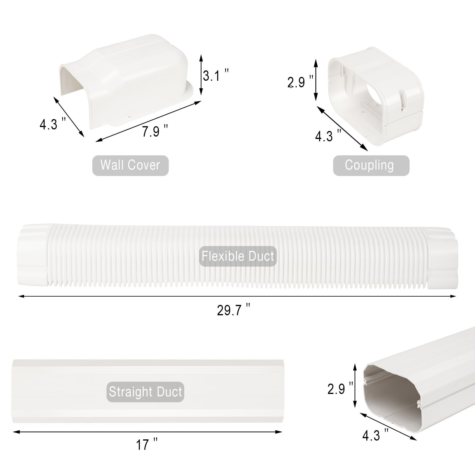 Guequitlex 4'' W 9 Ft Line Set Cover Kit For Mini Split Air Conditioner Decorative Pvc Line Cover Kit For Central Air Conditione