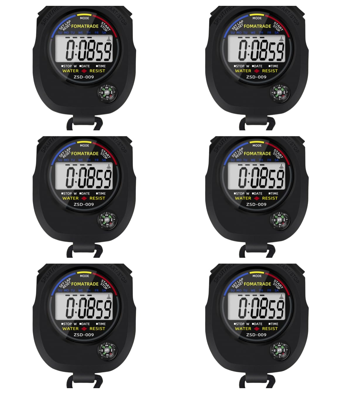 FomaTrade Waterproof Stopwatch,Digital Stopwatch Timer,Sport Stop Watch,Interval Timer with Large Display (6)