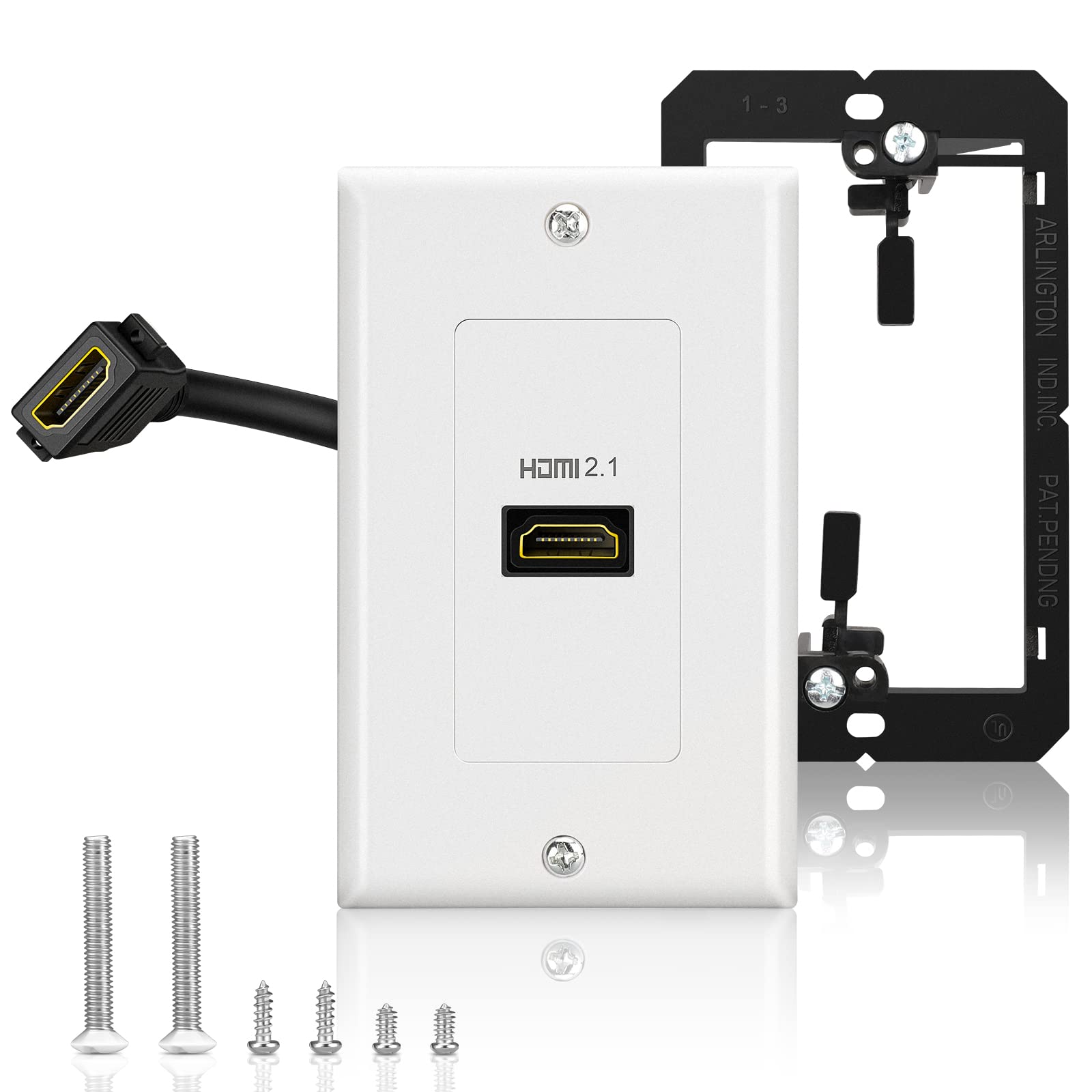Hdmi 2.1 Wall Plate, Electop 8K Hdmi Wall Outlet Pass Through With Low Voltage Metal Mounting Bracket, Supports 8K@60Hz And 4K@1