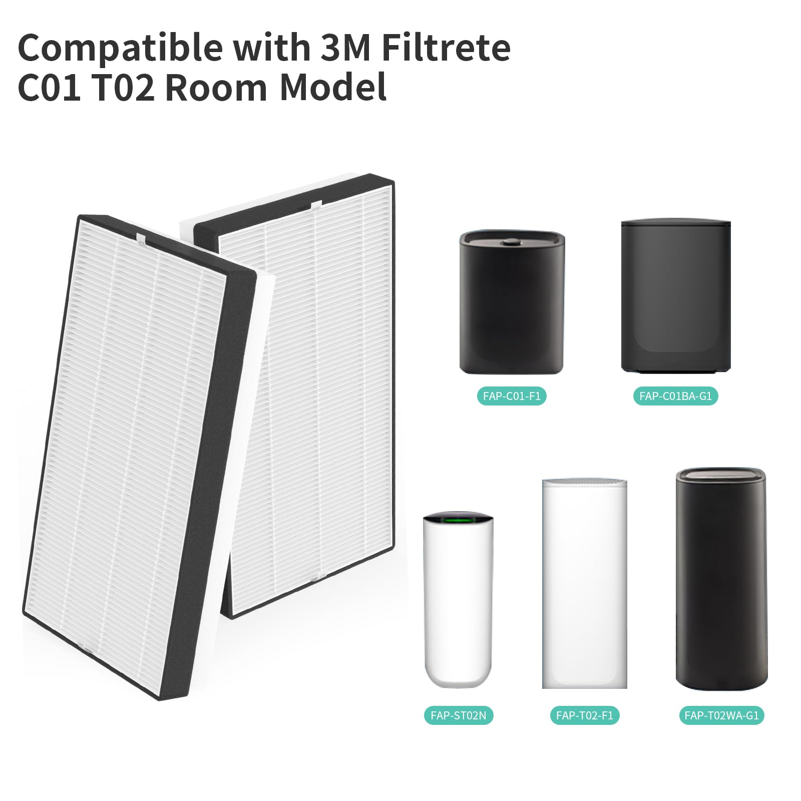 3 Packs F1 Repalcement Filters Compatible With Filtrete C01 T02 Series Fap C01 F1,Fap T02 F1, Fap C01Ba G1 And Fap T02Wa G1, Par