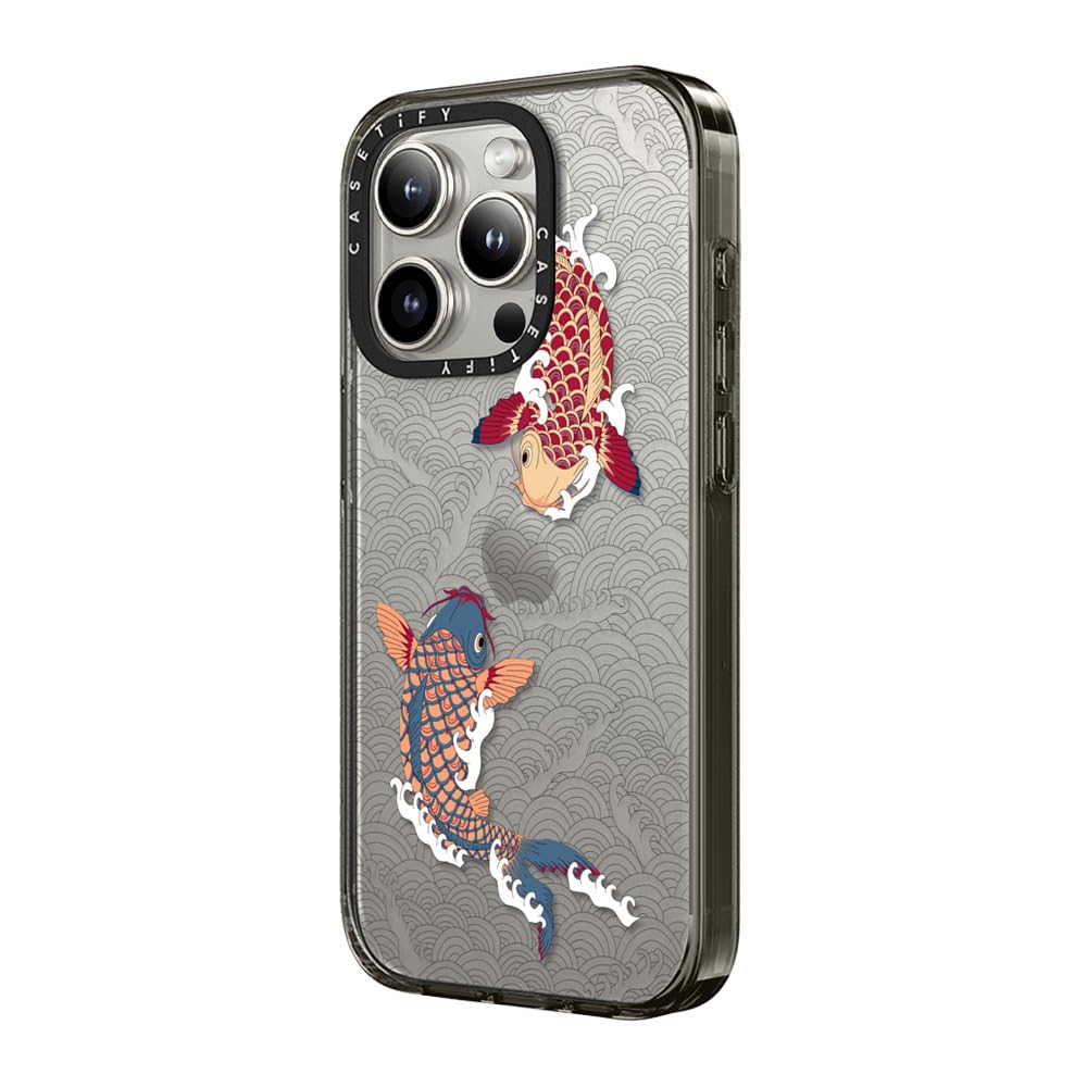Casetify Compact Iphone 15 Pro Case [2X Military Grade Drop Tested / 4Ft Drop Protection]   Koi Fish Japanese Tattoo   Clear Bla