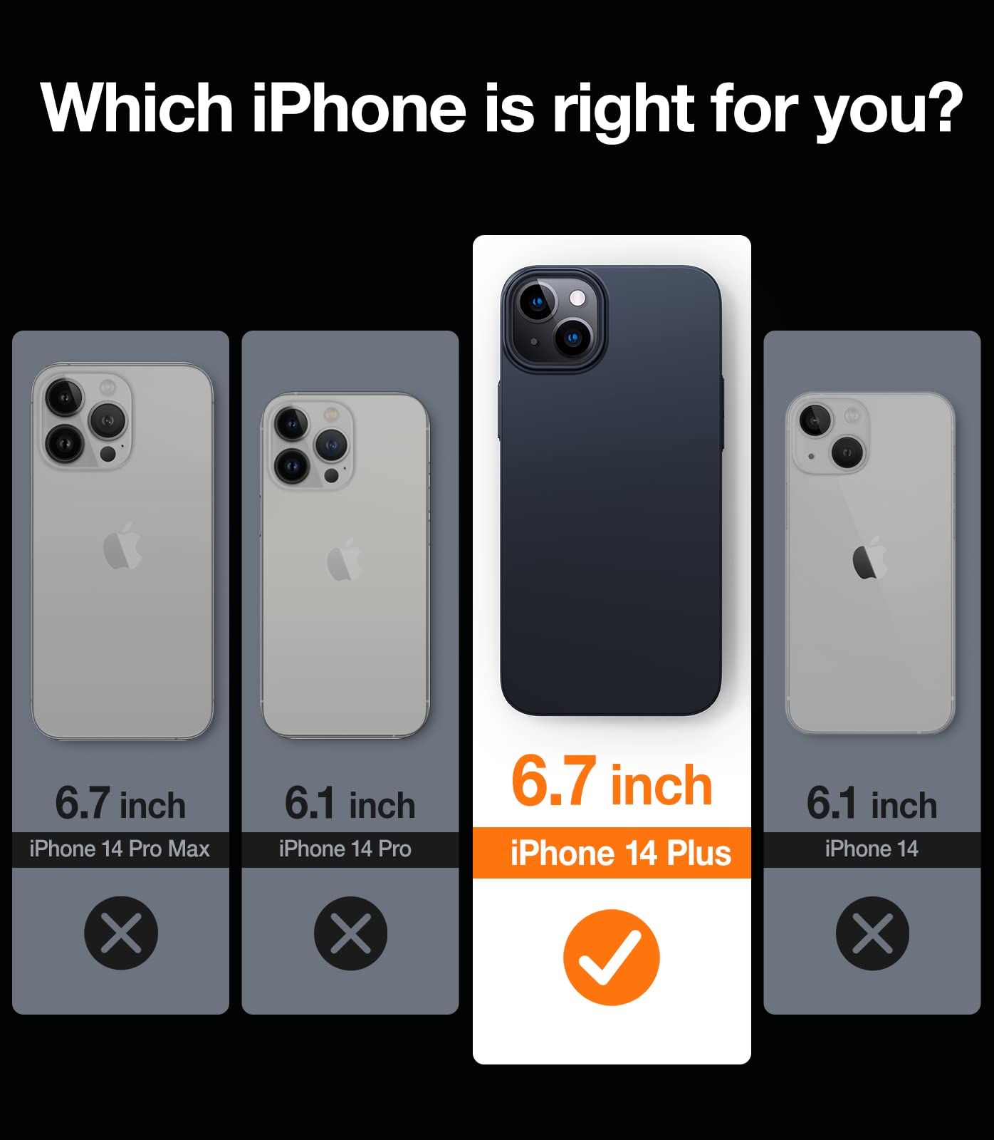 Torras Slim Fit For Iphone 14 Plus Case, [Ultra Thin As No Case] [Velvety Touch] Iphone 14 Plus Black Case With Anti Scratch Pro