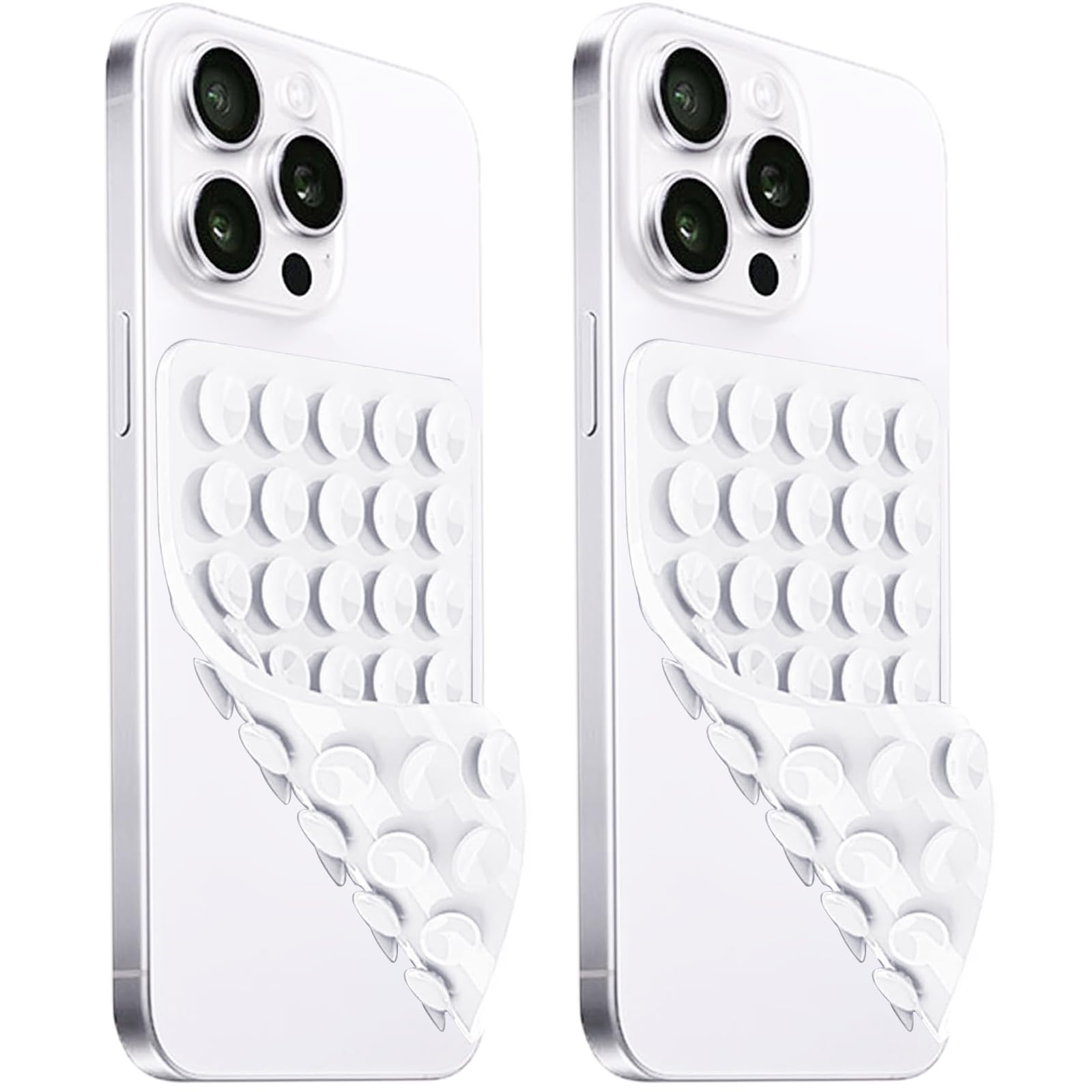 Lvshuliangpin 2 Pack Silicone Suction Cup Phone Case Mount Double Sided, Hands-Free Strong Grip Silicon Phone Holder, Non Slip P