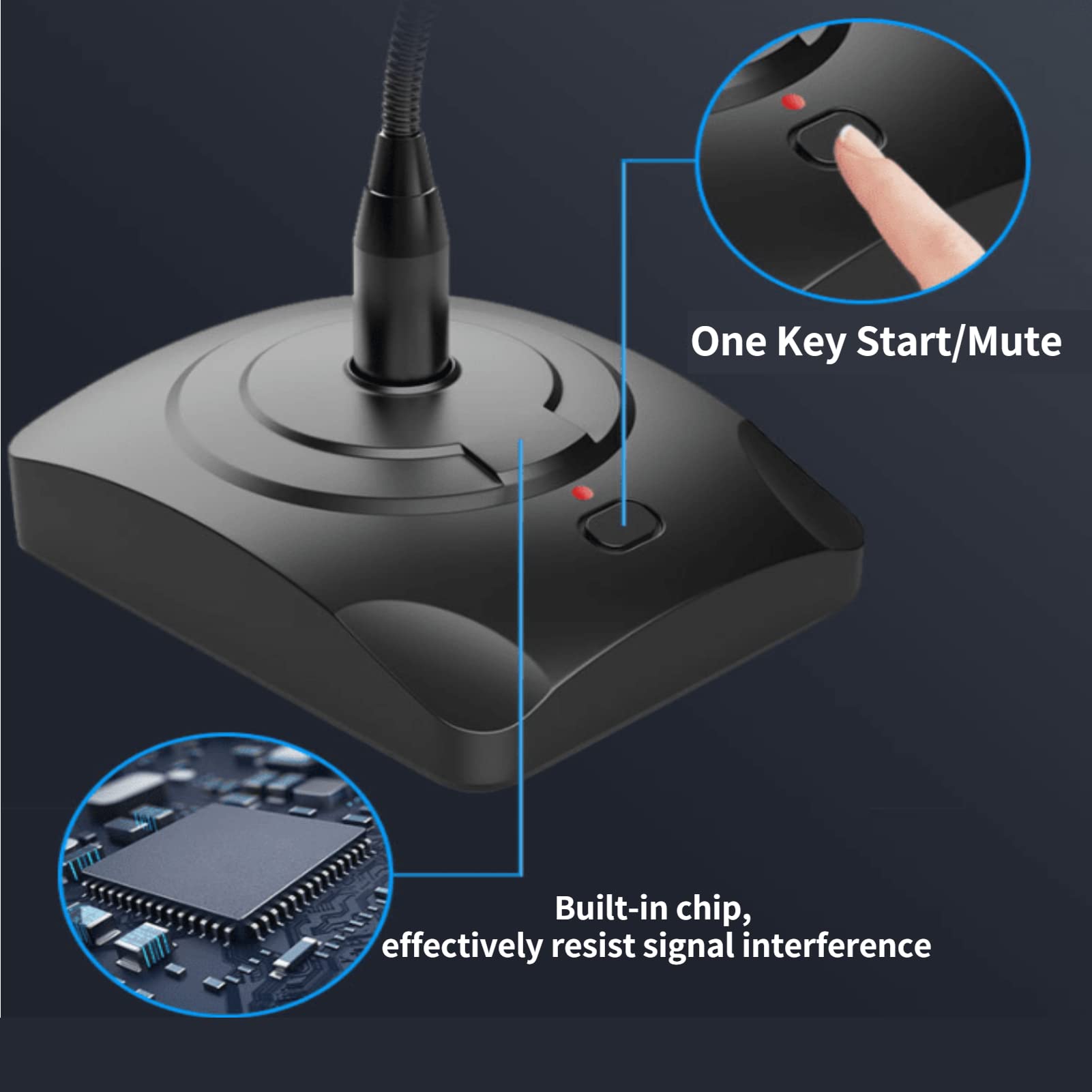 Ebtools Wired Microphone, 360 Degree Omnidirectional Highly Sensitive Noise Reduction Desktop Microphone, With 5M Xlr Cable, Sui