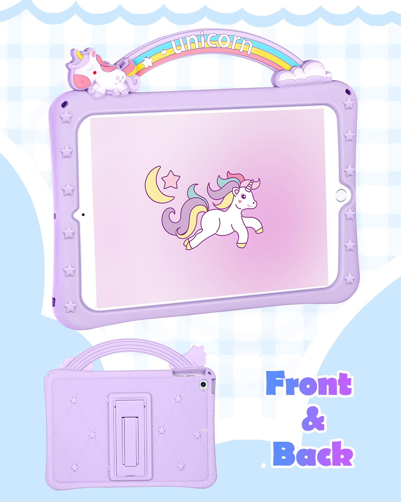 Wazzasoft For Ipad Mini 4/5 Case 7.9 Inch Girls Cute Girly Cartoon Kawaii Pretty Purple Design Cover With Stand & Strap Unique W