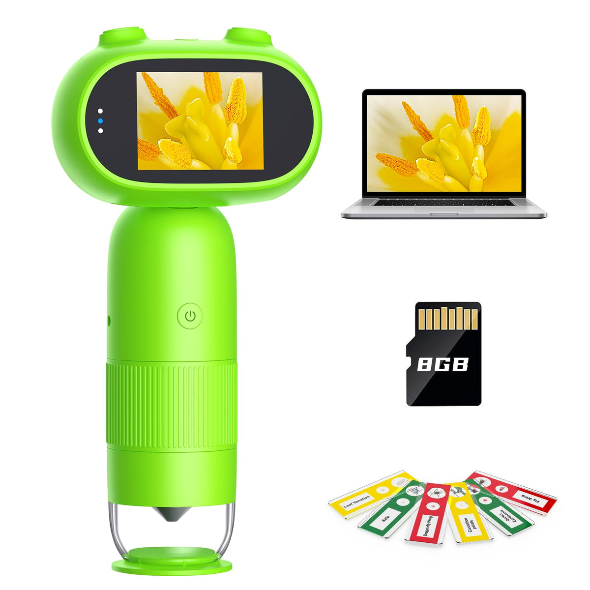 Pocket Microscope For Kids With 2Inch Ips Screen, Leipan 16Mp Digital Microscope 1000X, 1080P Mini Microscope With 8 Leds, Compa