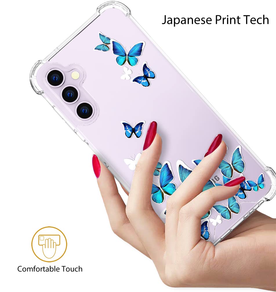Topgraph Case Cute Butterfly Clear For Women Girly Designer Girls For Galaxy S23+ Plus, Cute Silicone Transparent Phone Case But