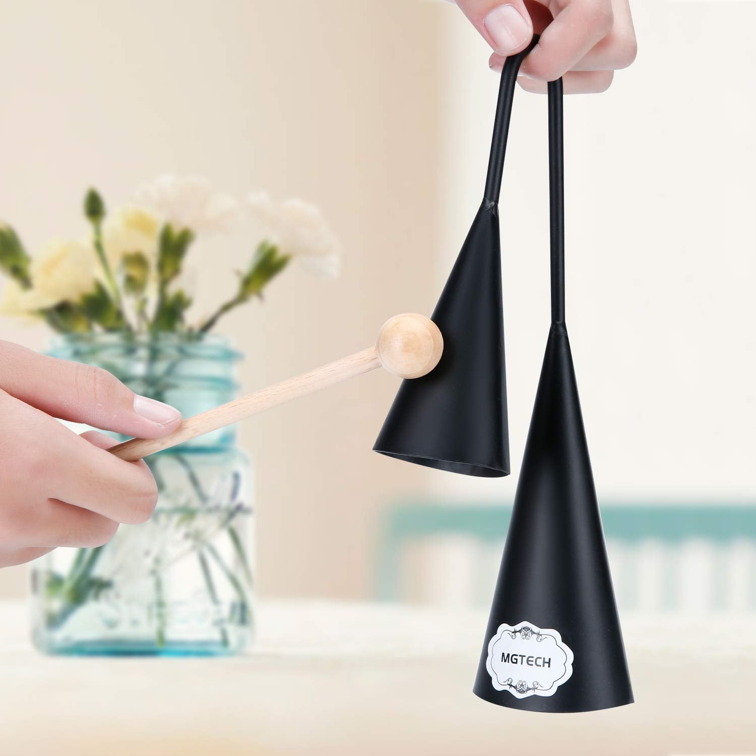 Agogo Bell, Two Tone, Traditional Latin Percussion Instrument With Wooden Stick