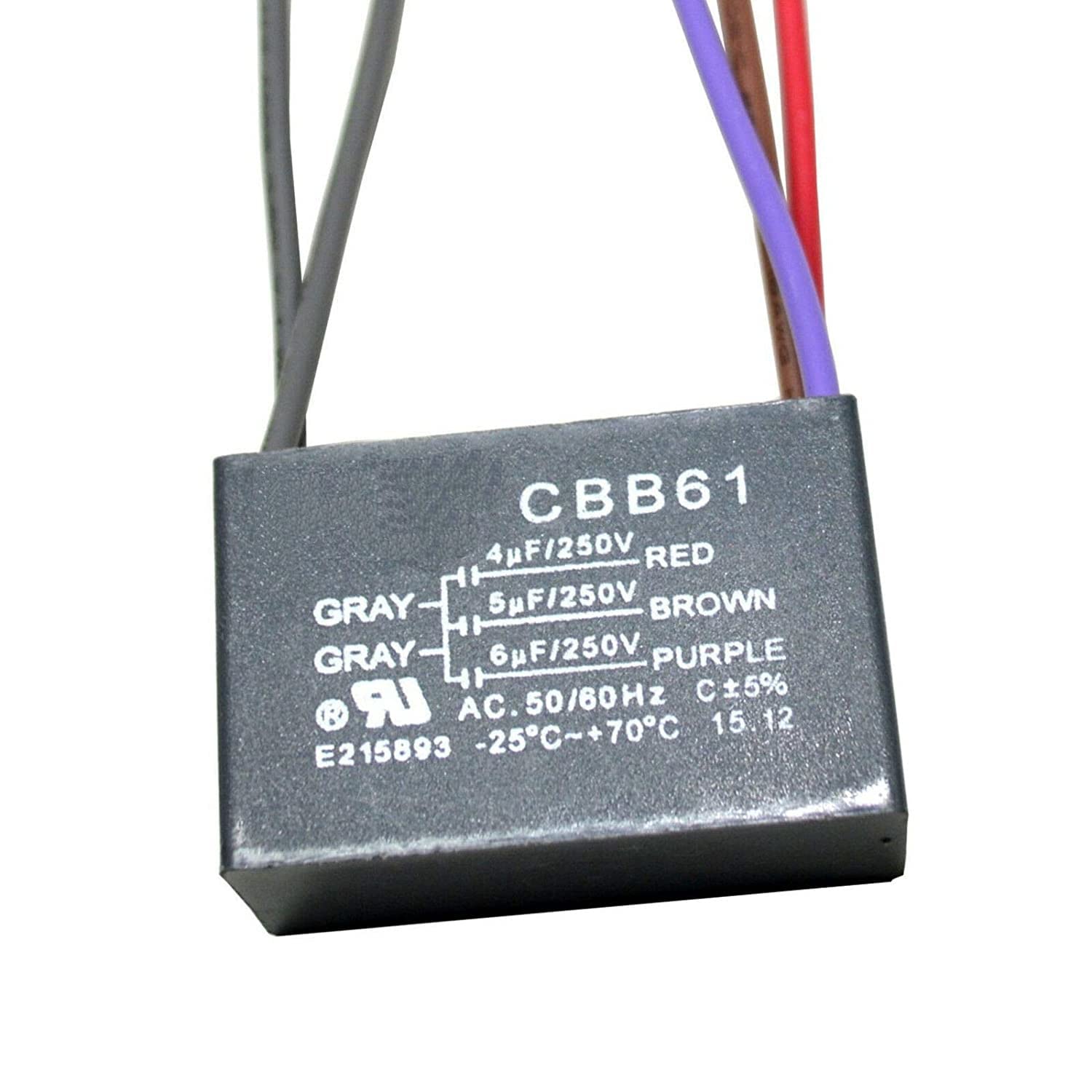 Hqrp Capacitor Compatible With Hampton Bay Ceiling Fan 4Uf+5Uf+6Uf 5 Wire Cbb61 Ul Listed