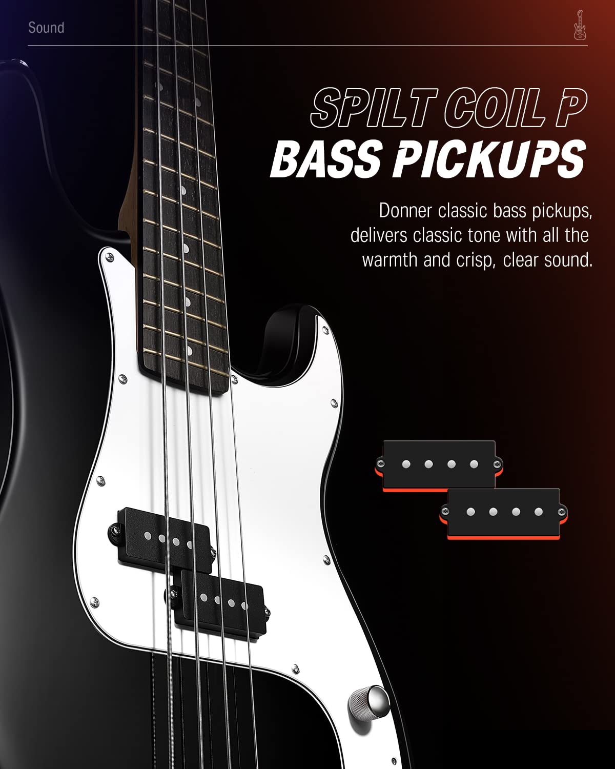 Donner Electric Bass Guitar 4 Strings Full Size Standard Bass Pb Style Beginner Kit Black For Starter With Free Online Lesson Gi