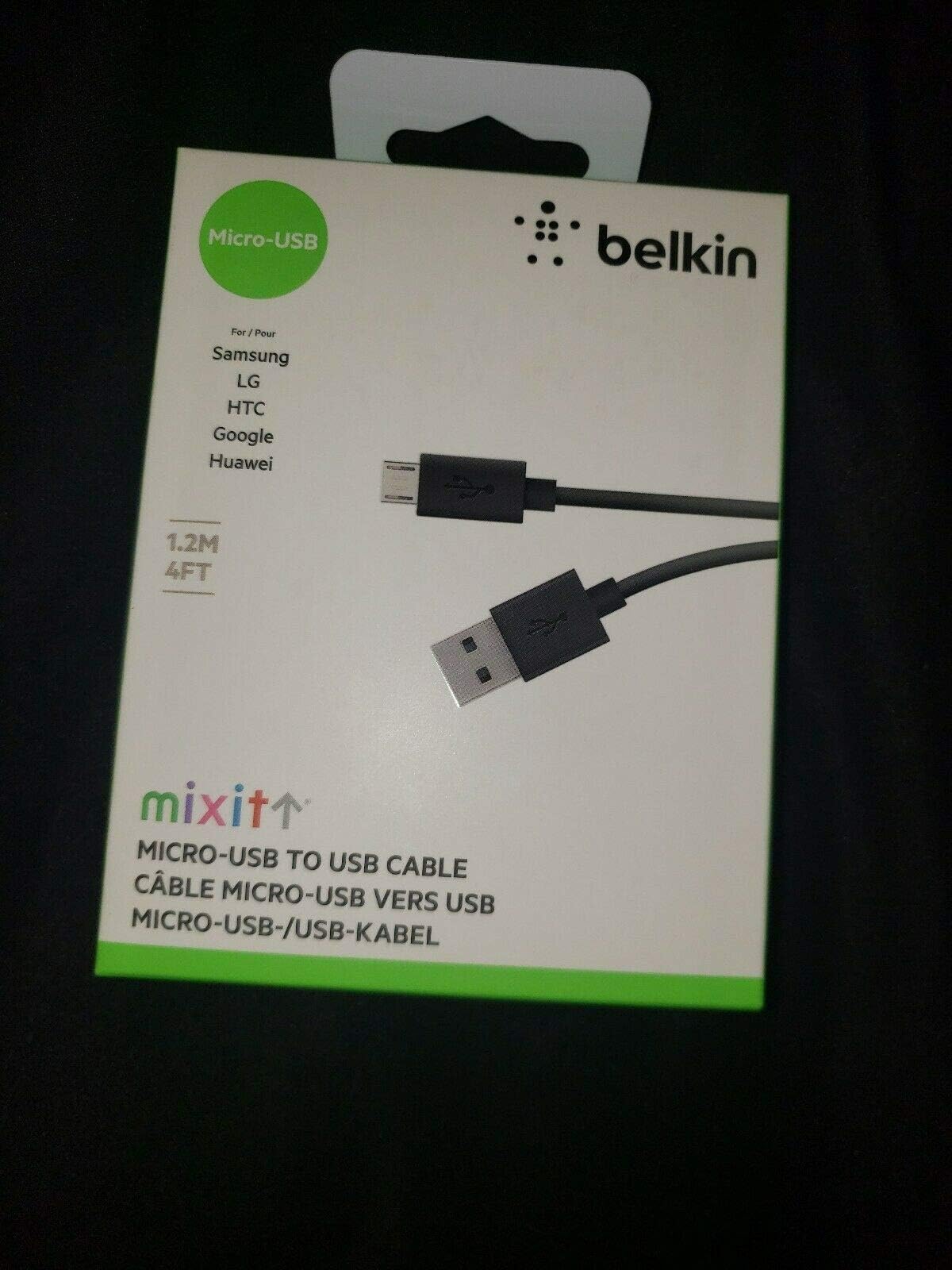 Belkin Mixit Micro Usb Cable For Samsung Phones (Black 9.8 Feet)