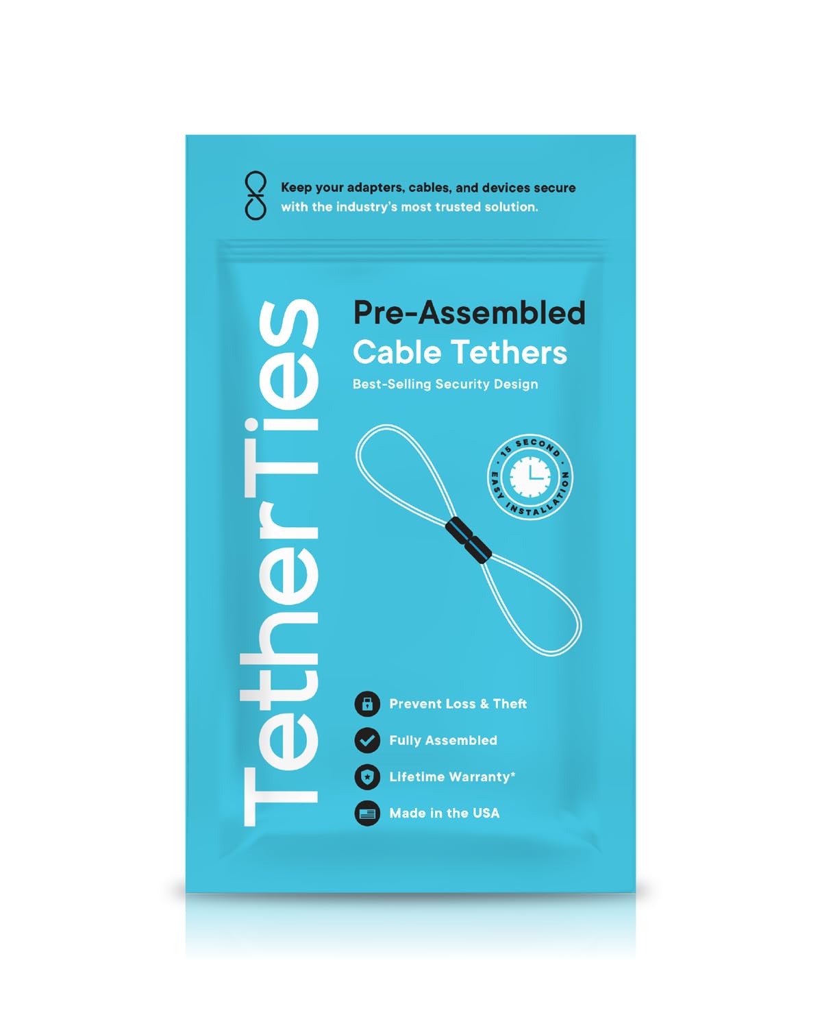 Tetherties Heavy Duty Cable Lock: A Tamper Resistant, Pre Assembled Stainless Cable Tether Kit For Computers, Adapters & Dongles